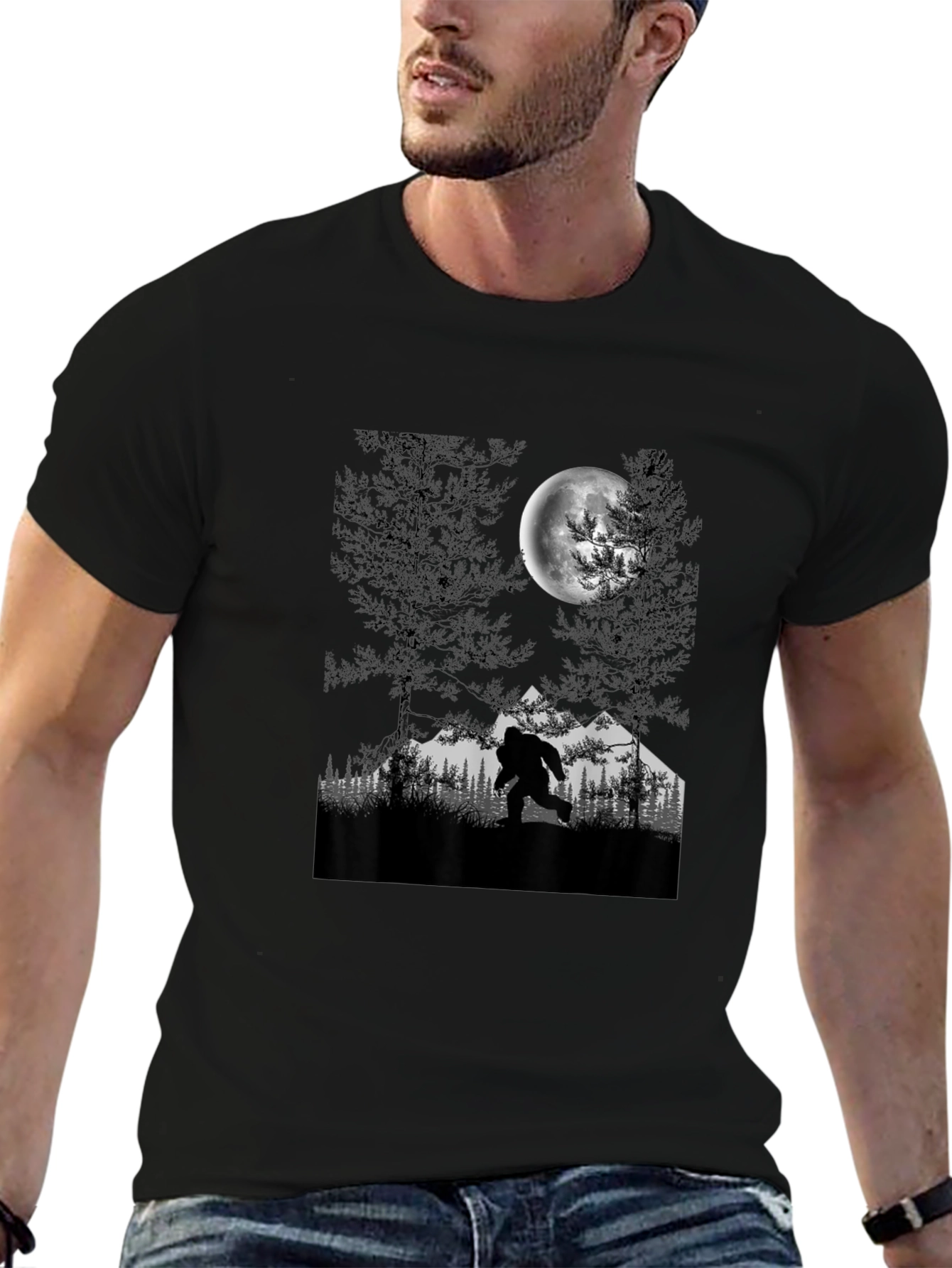 Bigfoot Moon Graphic Tee - Cryptid T-Shirt