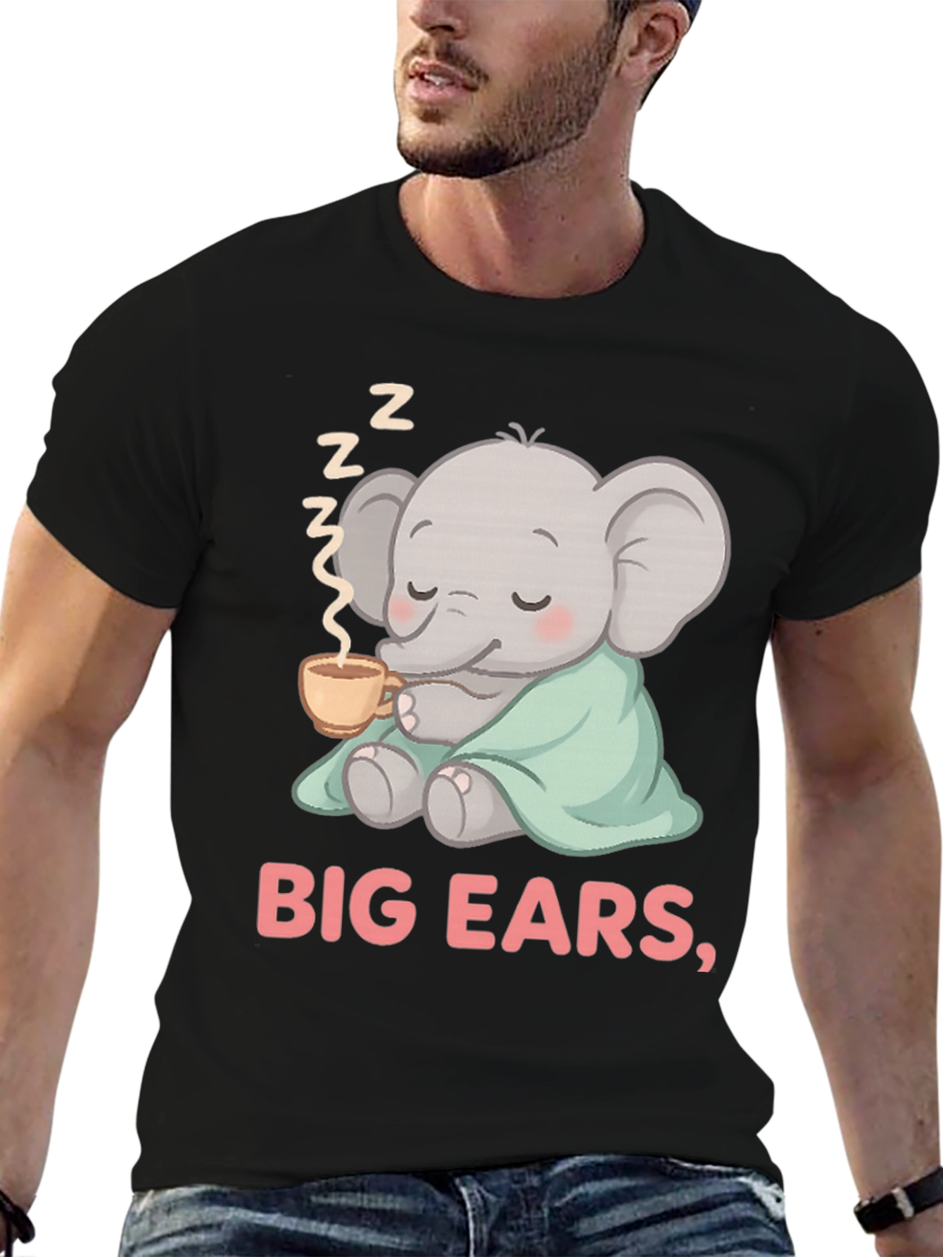 Cute Elephant Big Ears Graphic Tee