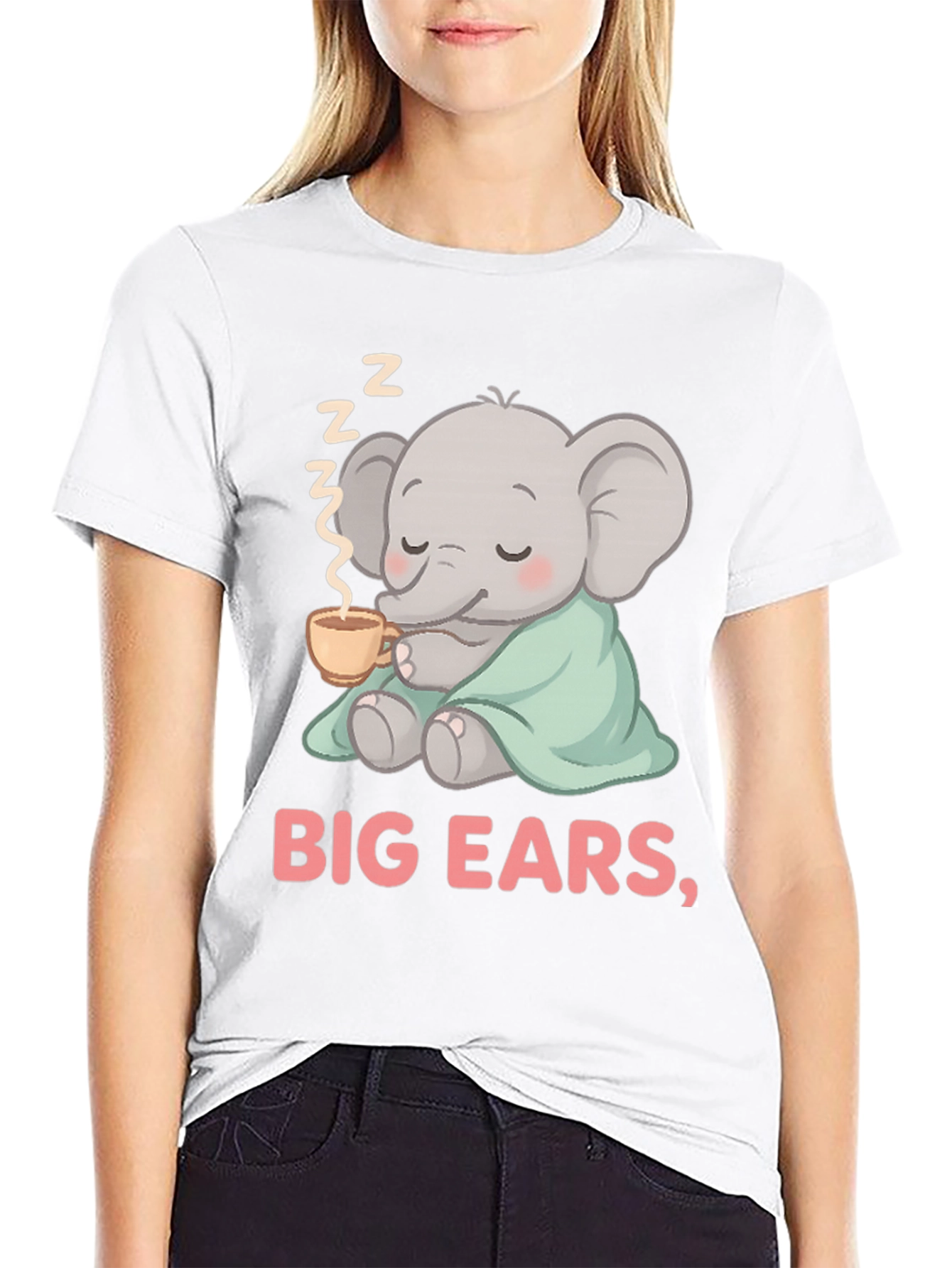 Cute Elephant Big Ears Graphic Tee