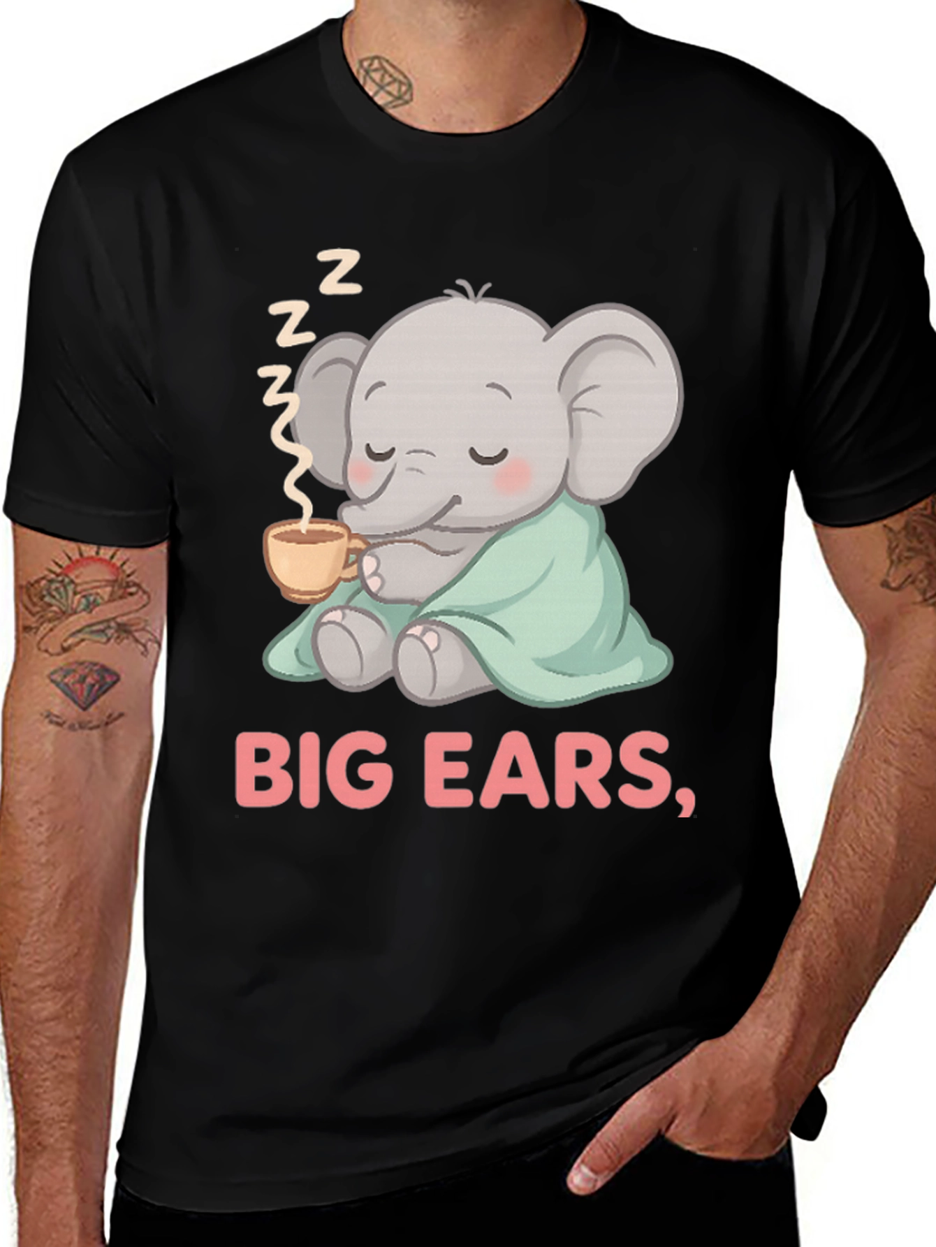 Cute Elephant Big Ears Graphic Tee
