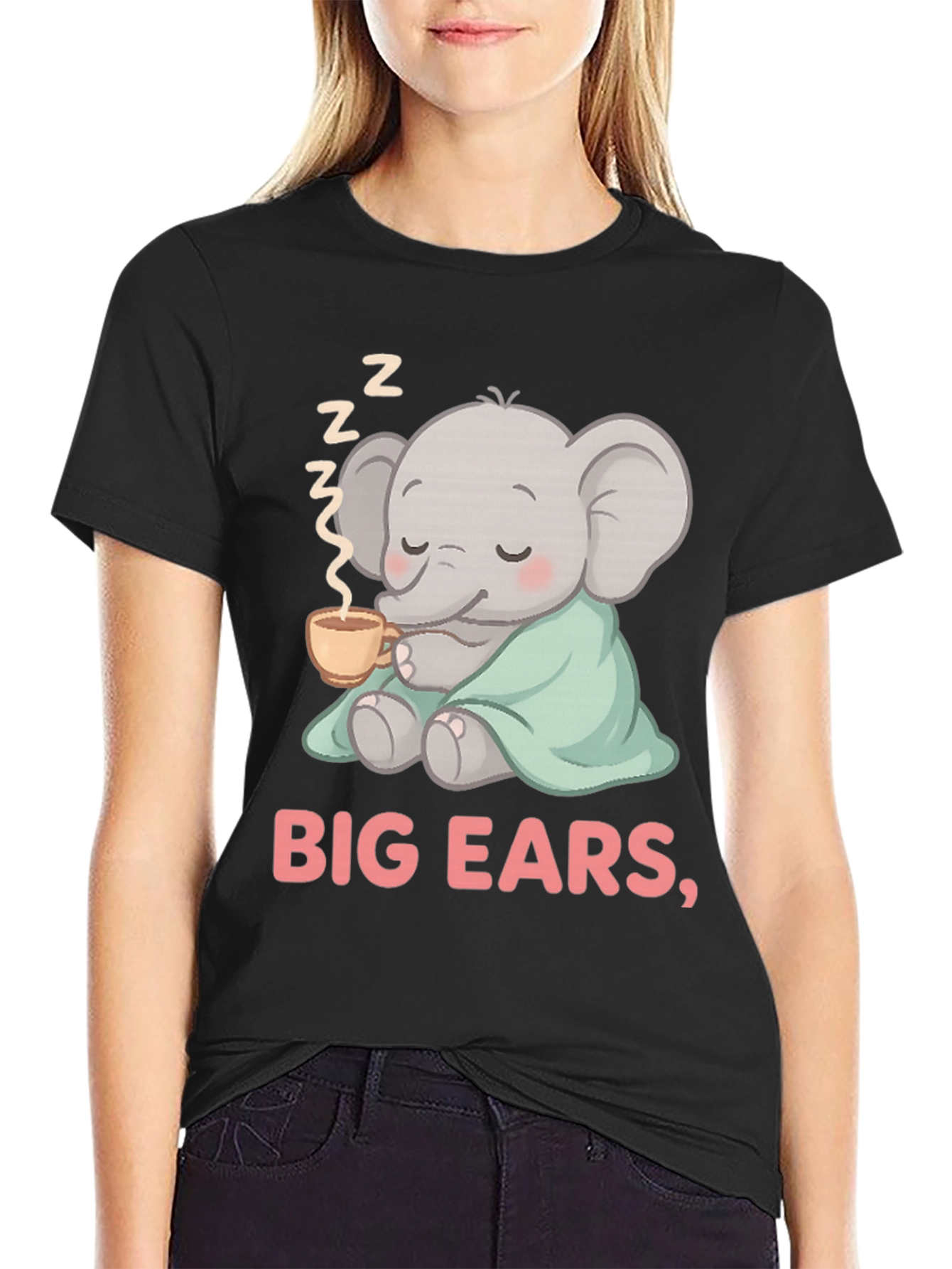 Cute Elephant Big Ears Graphic Tee