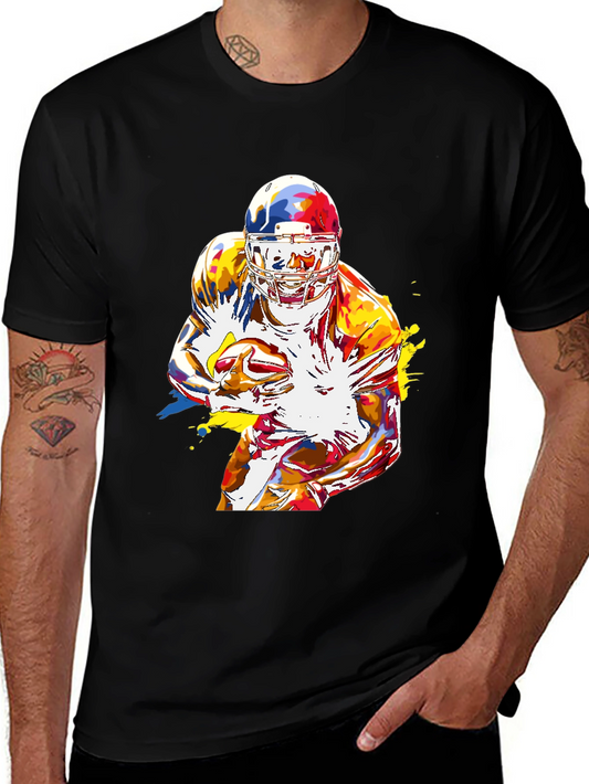 Colorful Football Player Graphic Tee