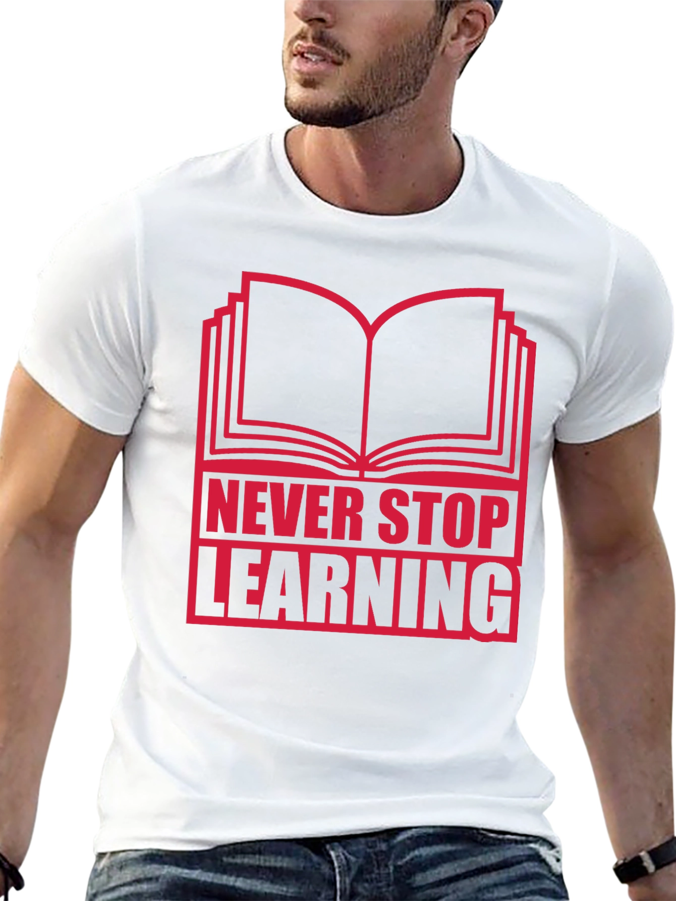 Never Stop Learning Graphic T-Shirt - Black