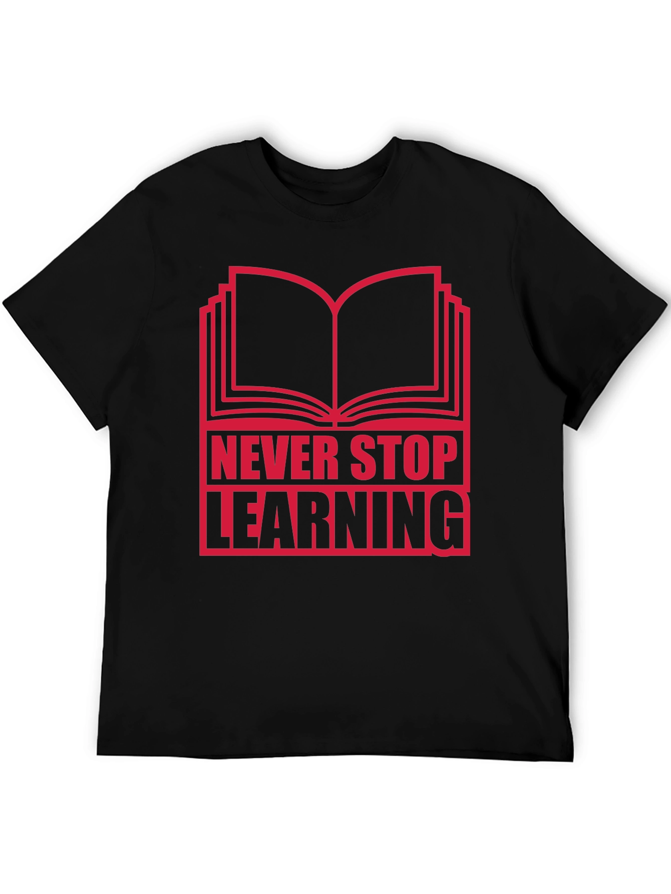 Never Stop Learning Graphic T-Shirt - Black