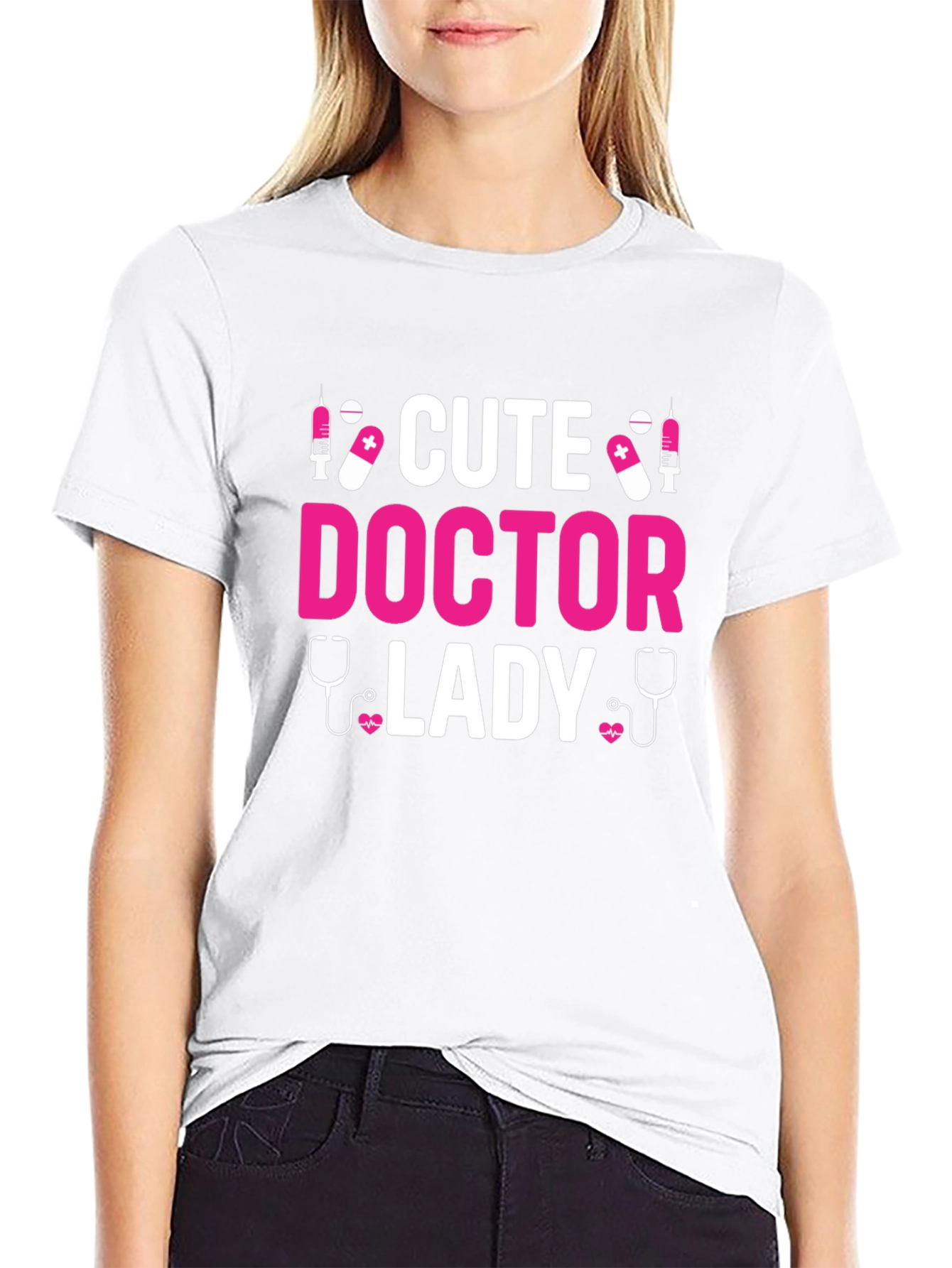 Cute Doctor Lady T-Shirt - Black