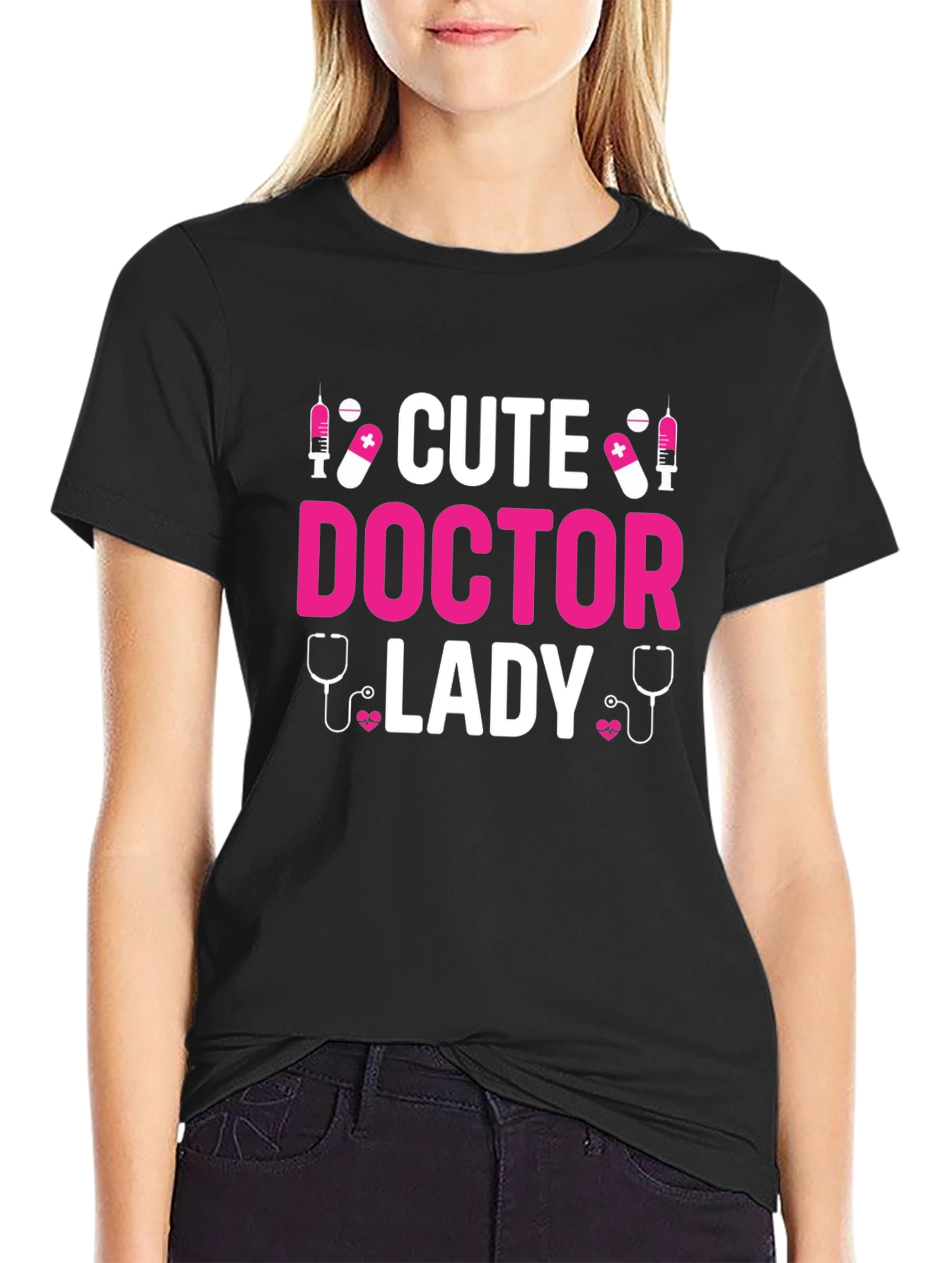 Cute Doctor Lady T-Shirt - Black