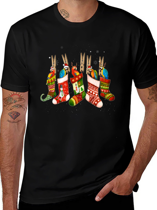 Festive Parrot Christmas Stocking T-Shirt