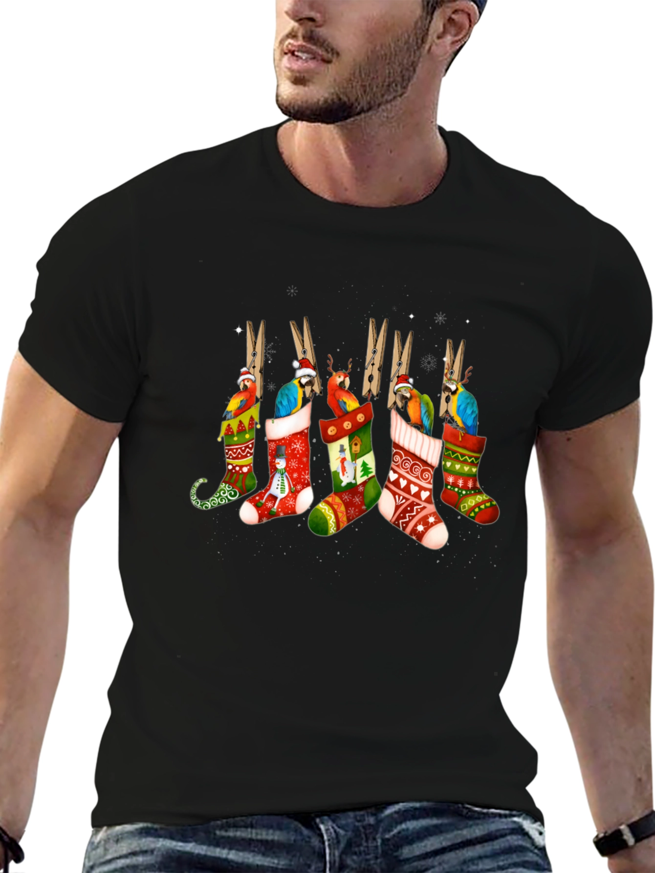 Festive Parrot Christmas Stocking T-Shirt