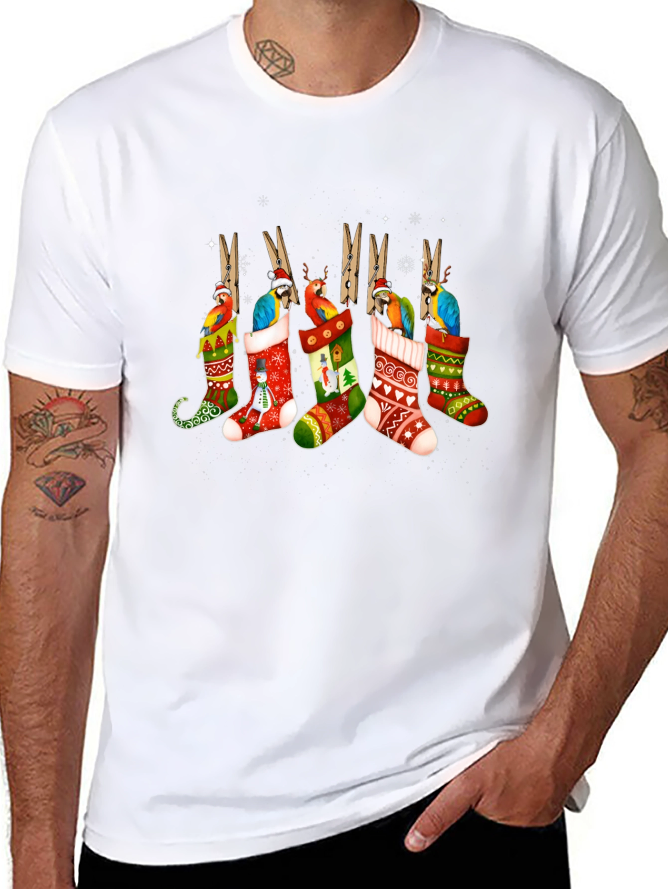 Festive Parrot Christmas Stocking T-Shirt