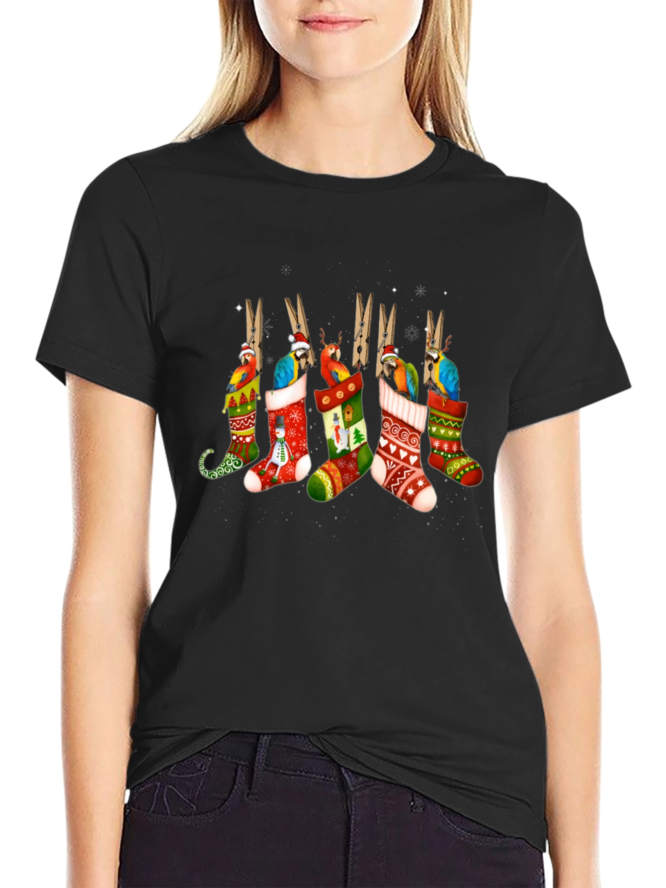 Festive Parrot Christmas Stocking T-Shirt