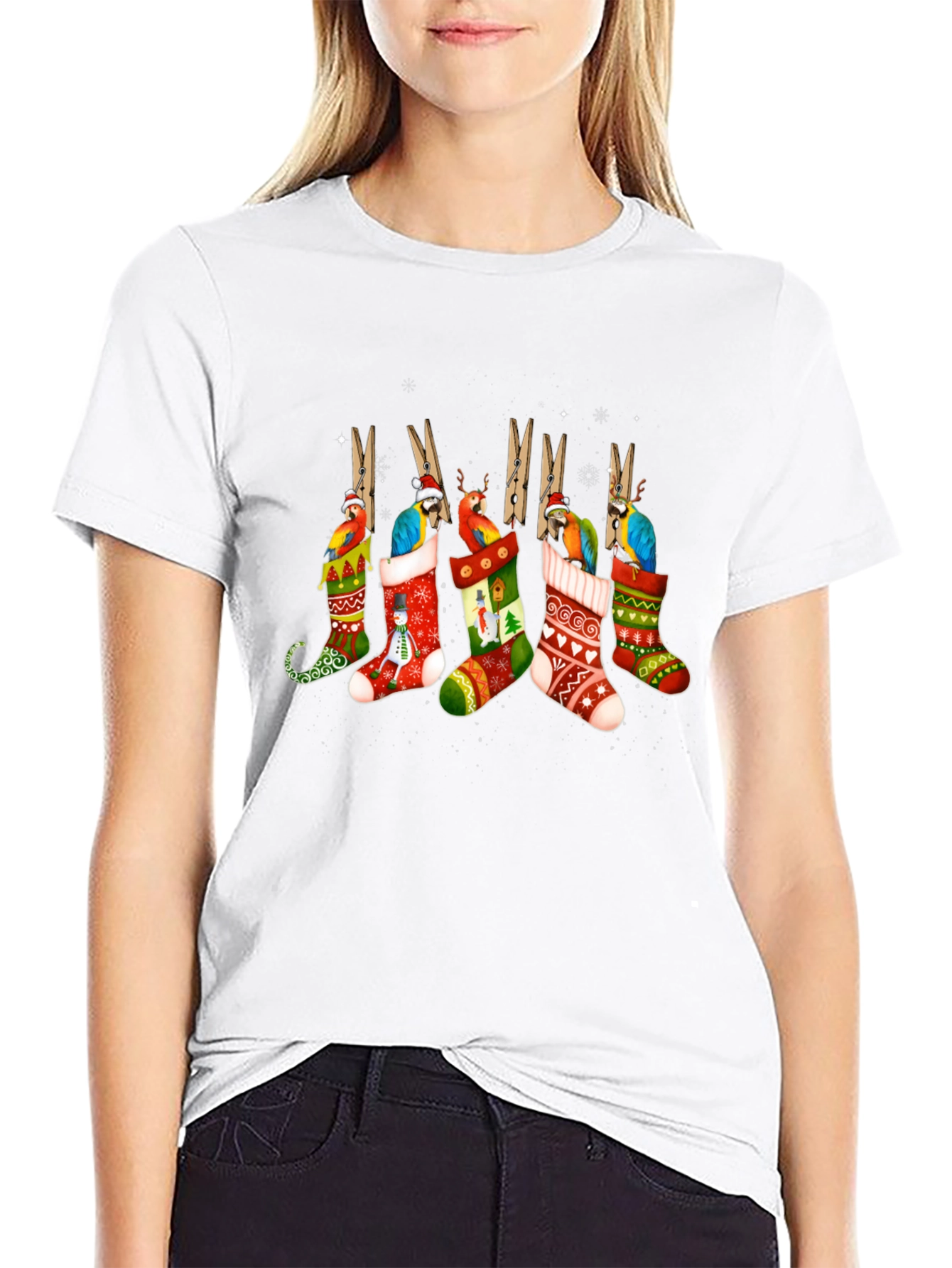 Festive Parrot Christmas Stocking T-Shirt