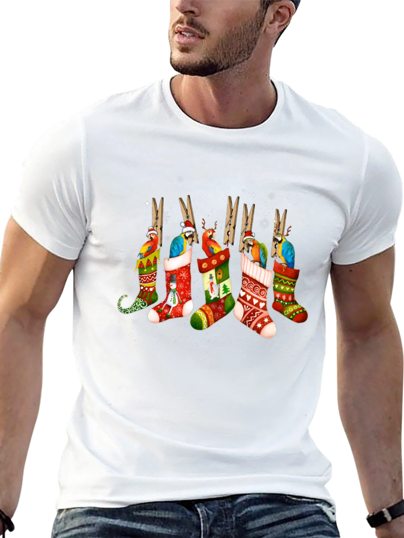 Festive Parrot Christmas Stocking T-Shirt