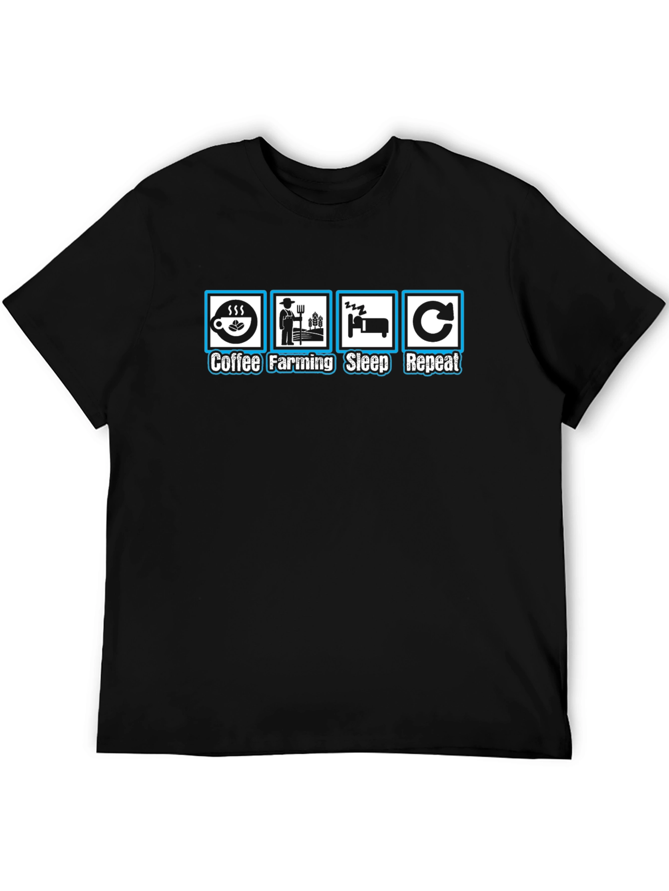 Coffee Farming Sleep Repeat Mens Black T-Shirt