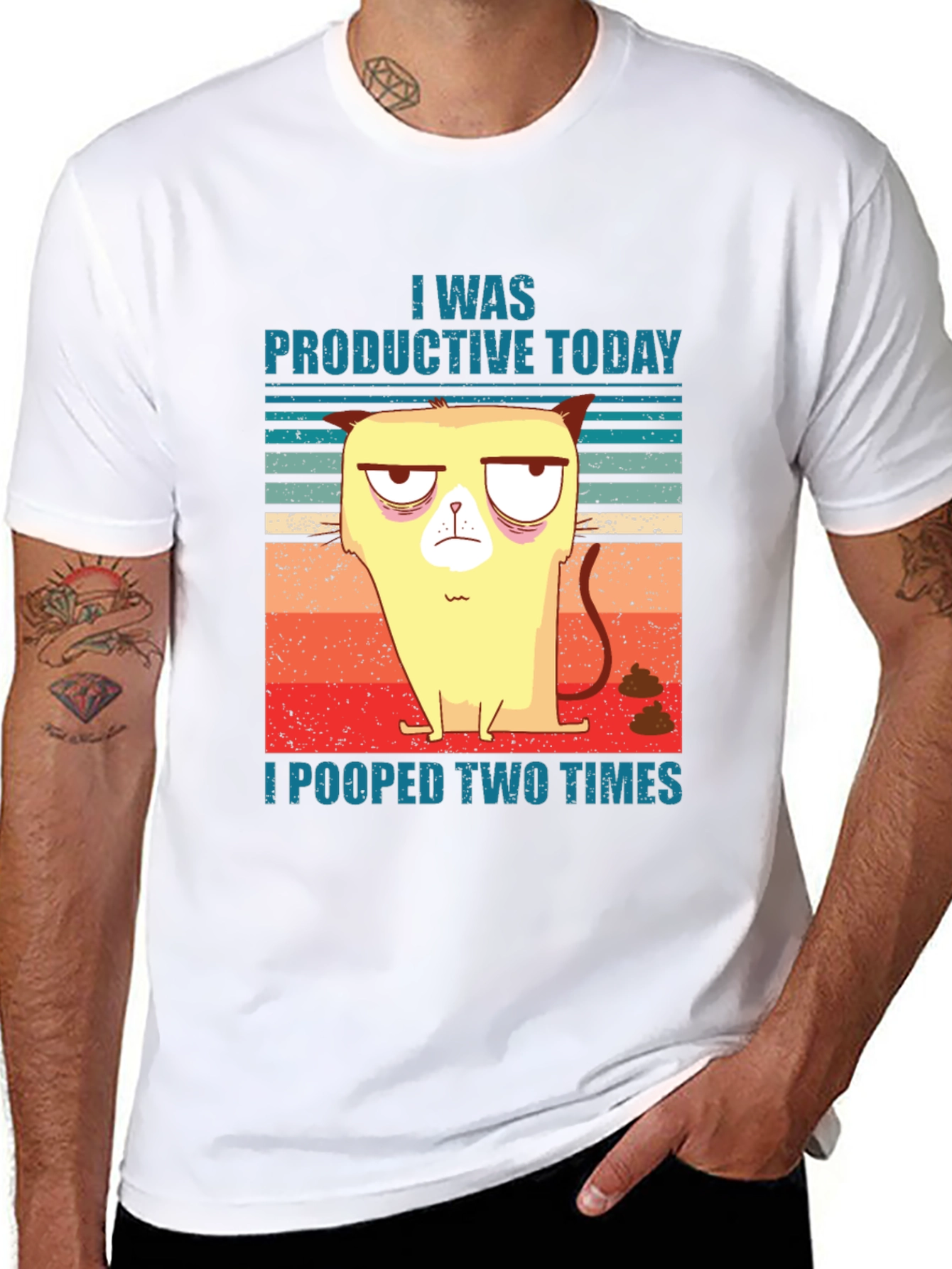 Productive Cat T-Shirt Funny Humor