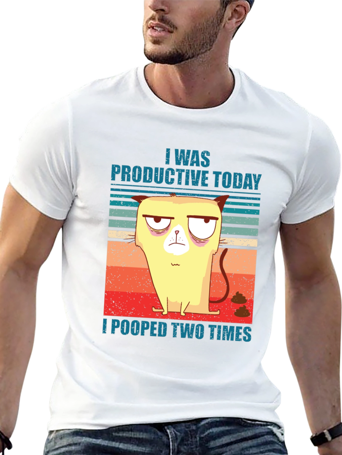 Productive Cat T-Shirt Funny Humor