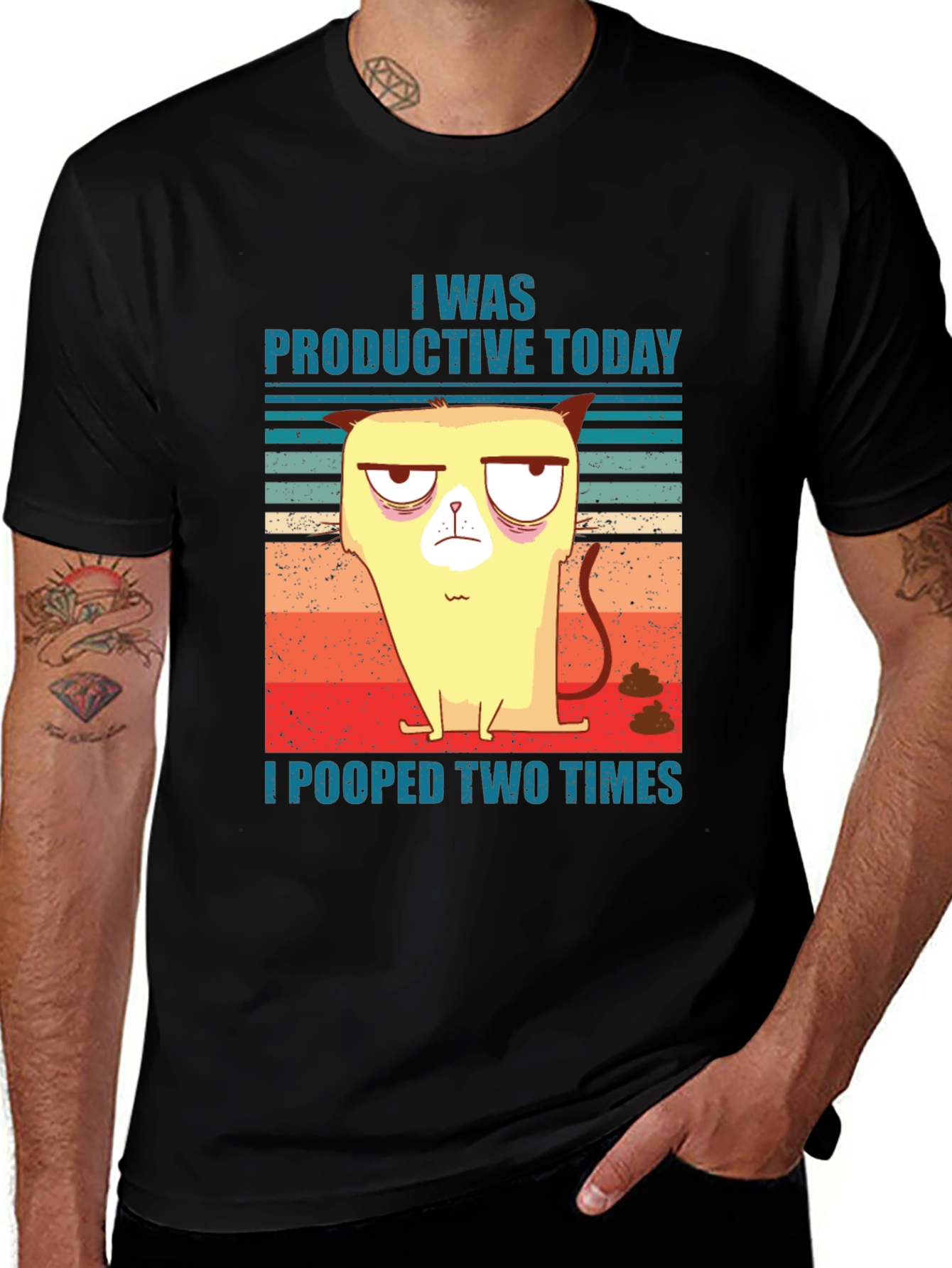 Productive Cat T-Shirt Funny Humor