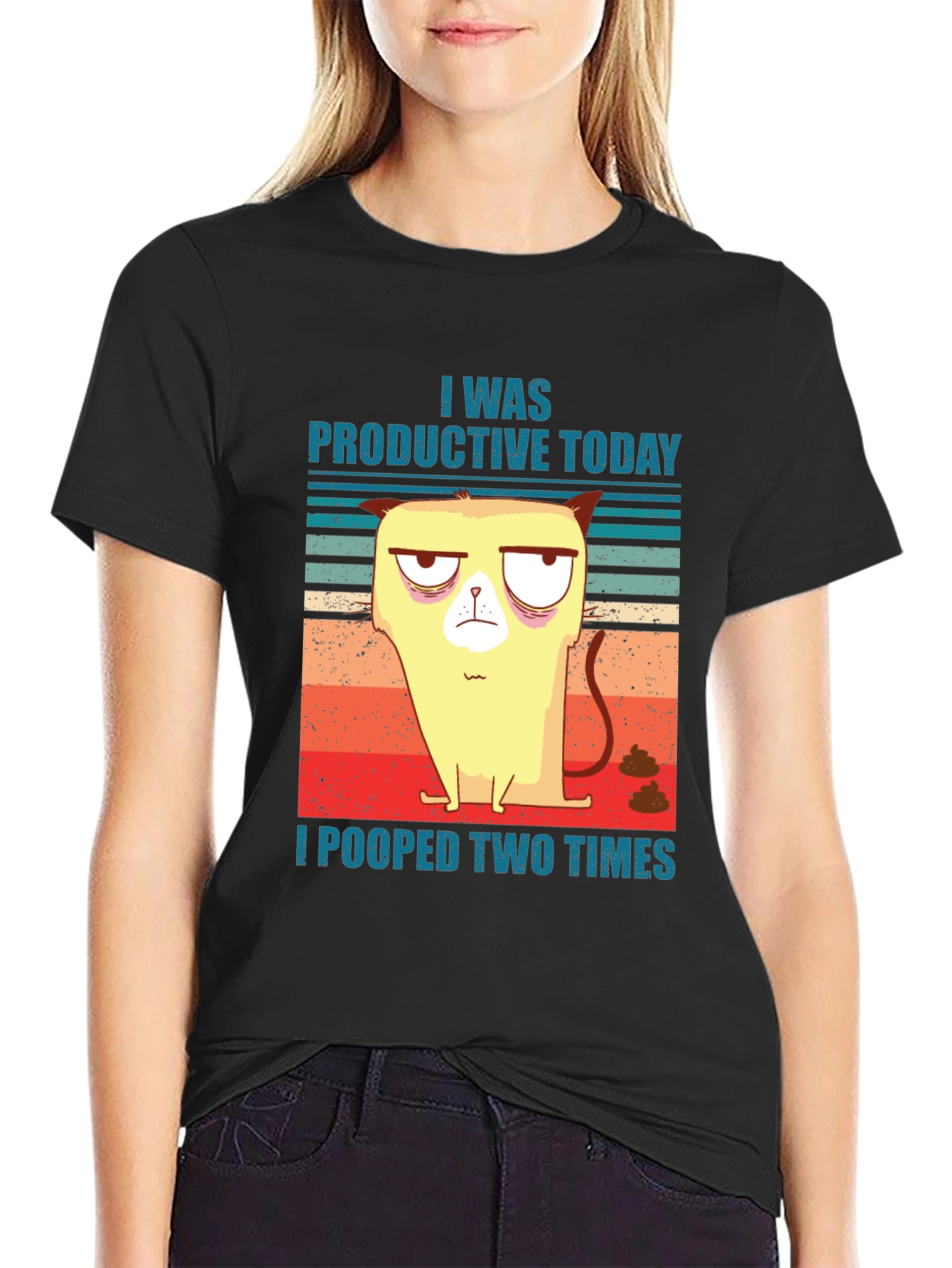 Productive Cat T-Shirt Funny Humor