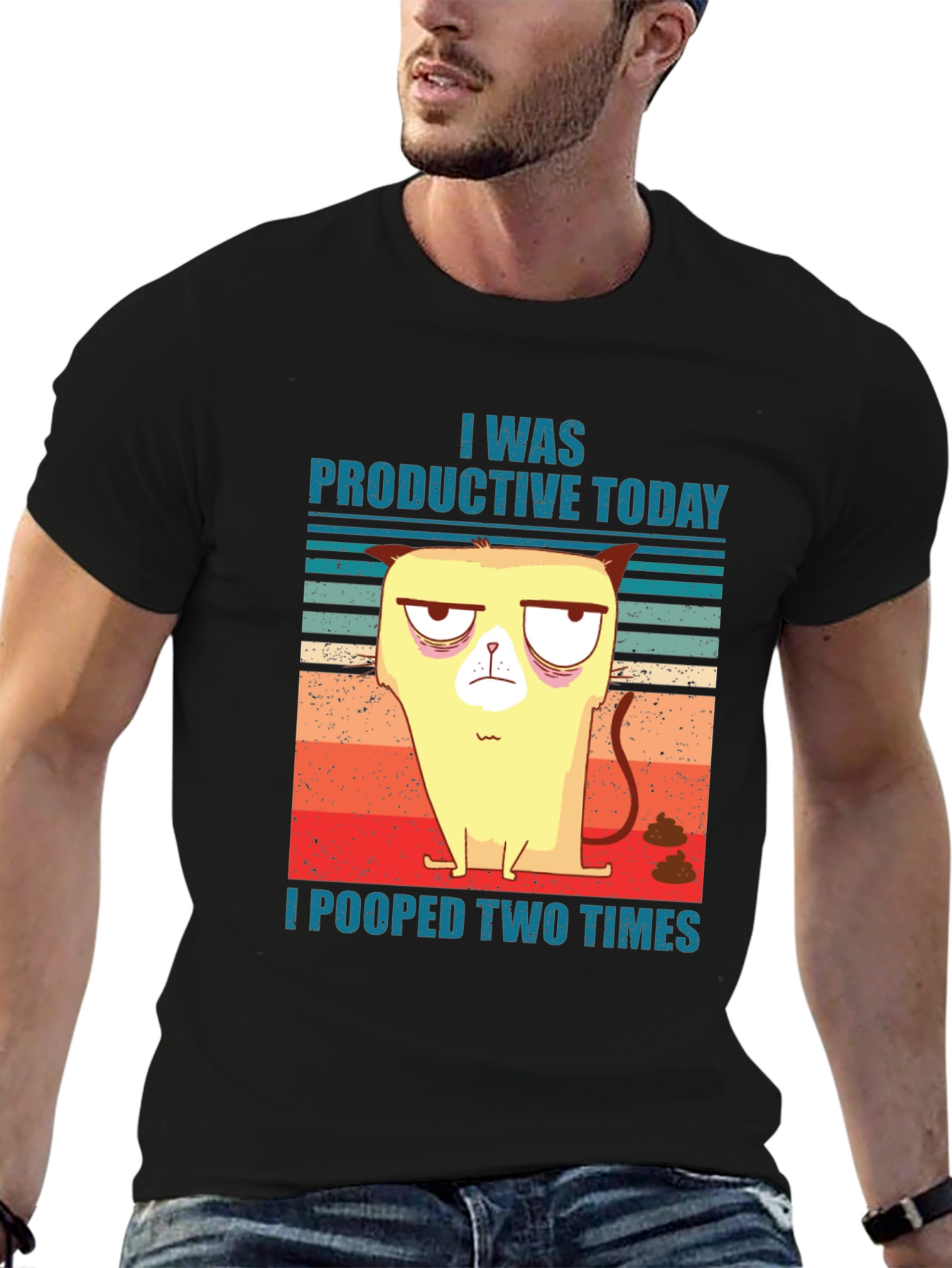 Productive Cat T-Shirt Funny Humor