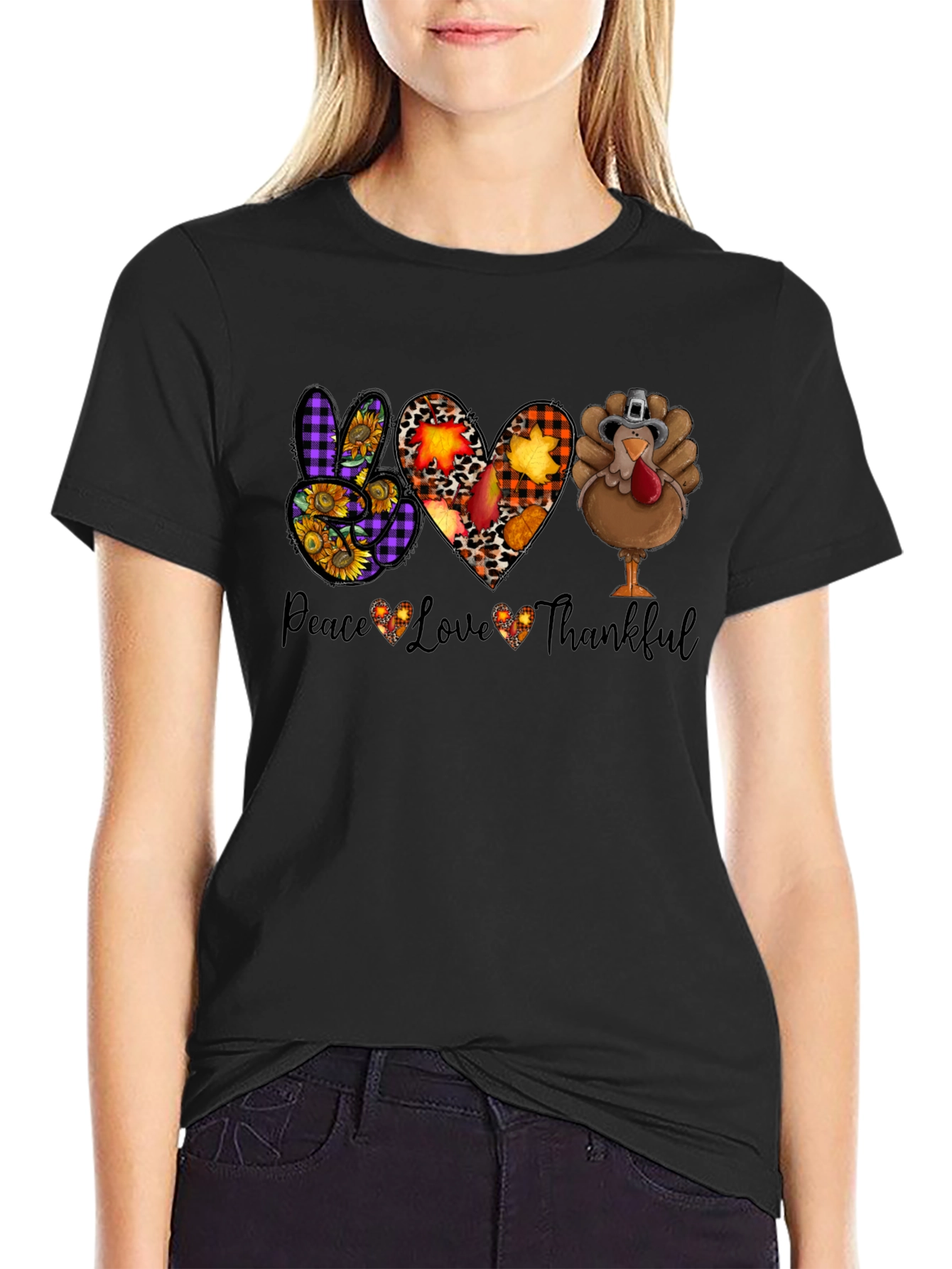 Peace Love Thankful Thanksgiving T-Shirt