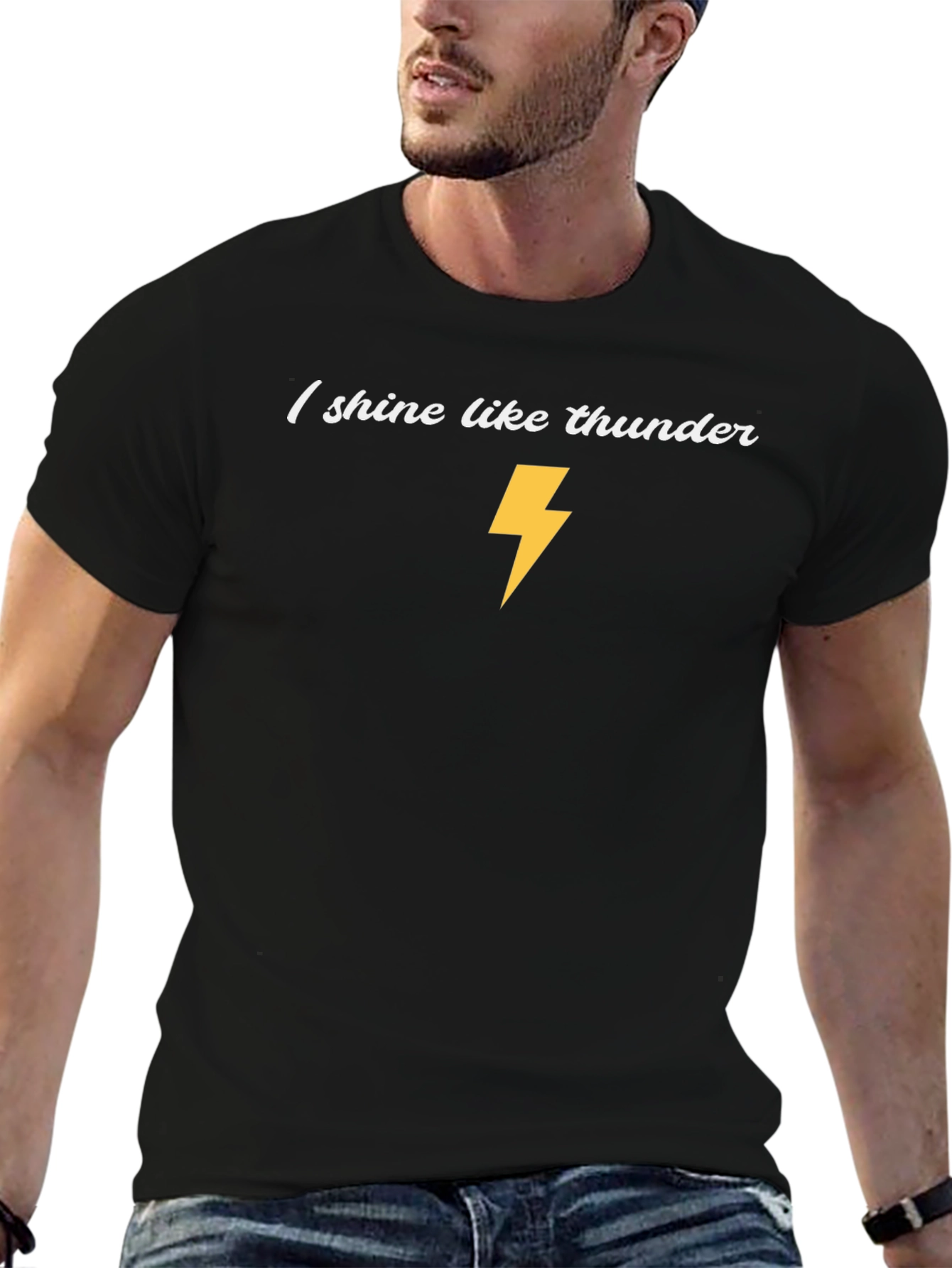 I Shine Like Thunder Black Graphic T-Shirt