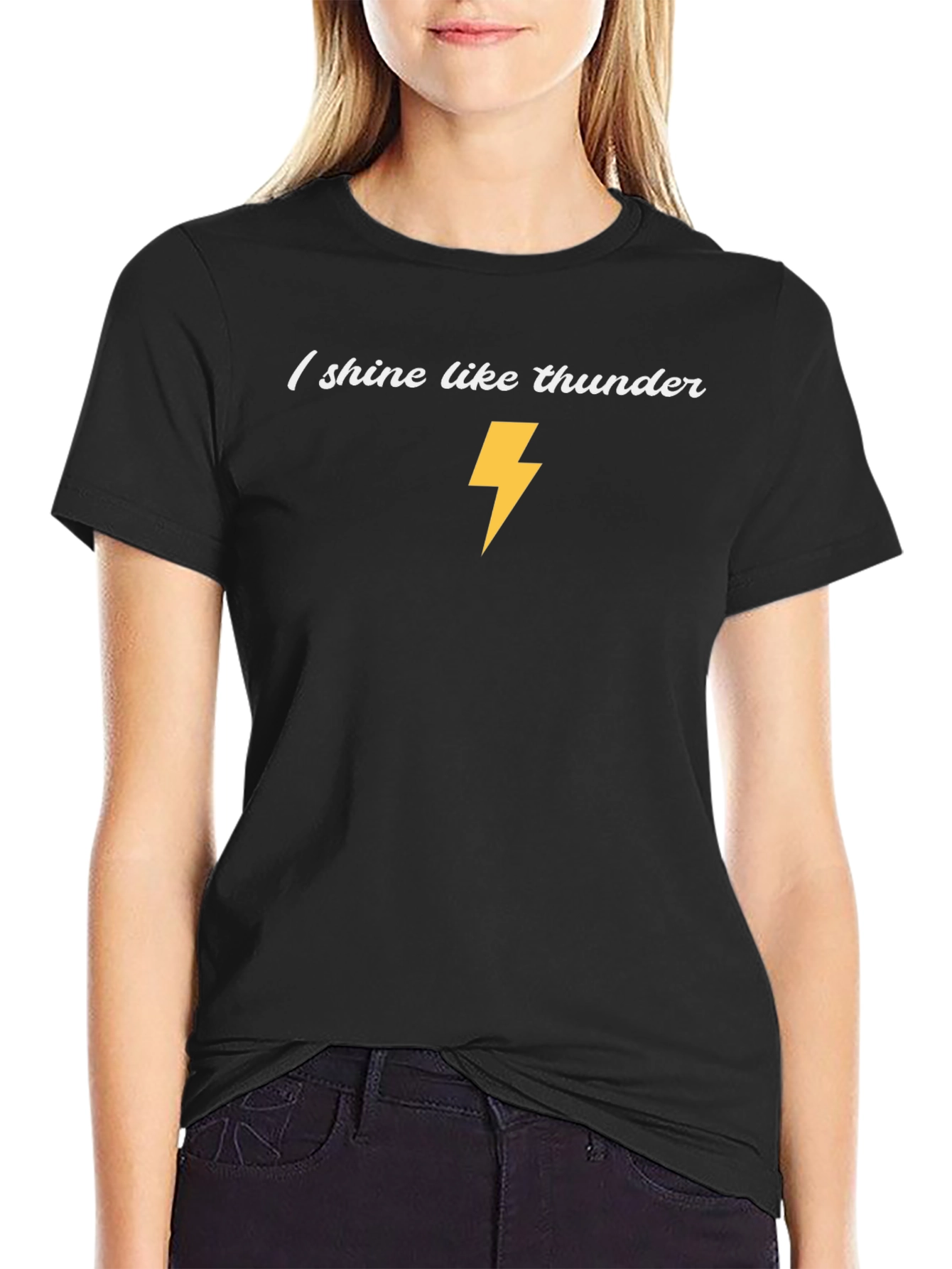 I Shine Like Thunder Black Graphic T-Shirt