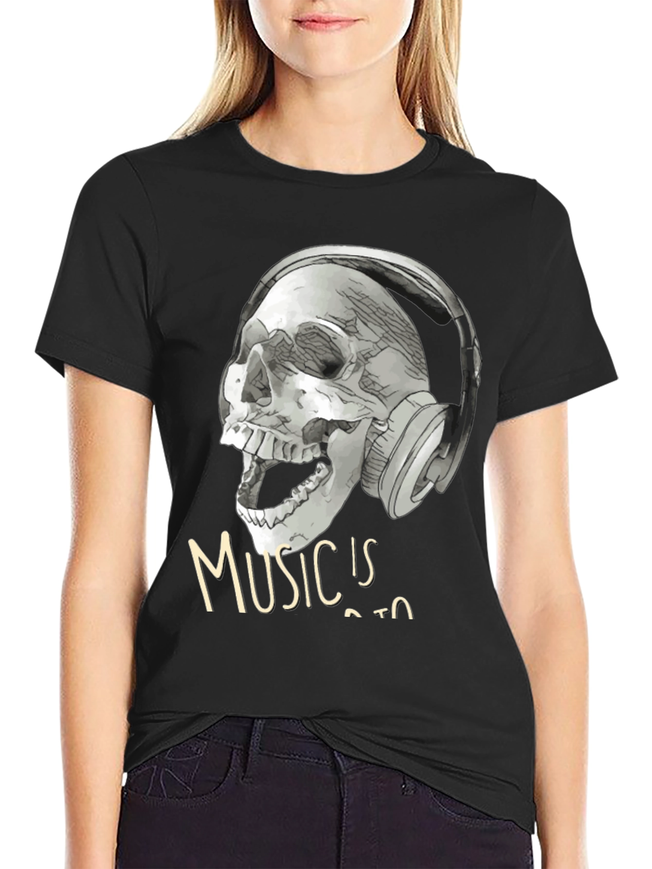 Skull with Headphones T-Shirt - Music is Life Tee