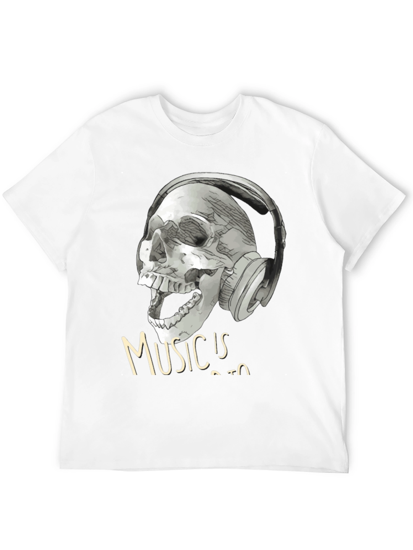 Skull with Headphones T-Shirt - Music is Life Tee