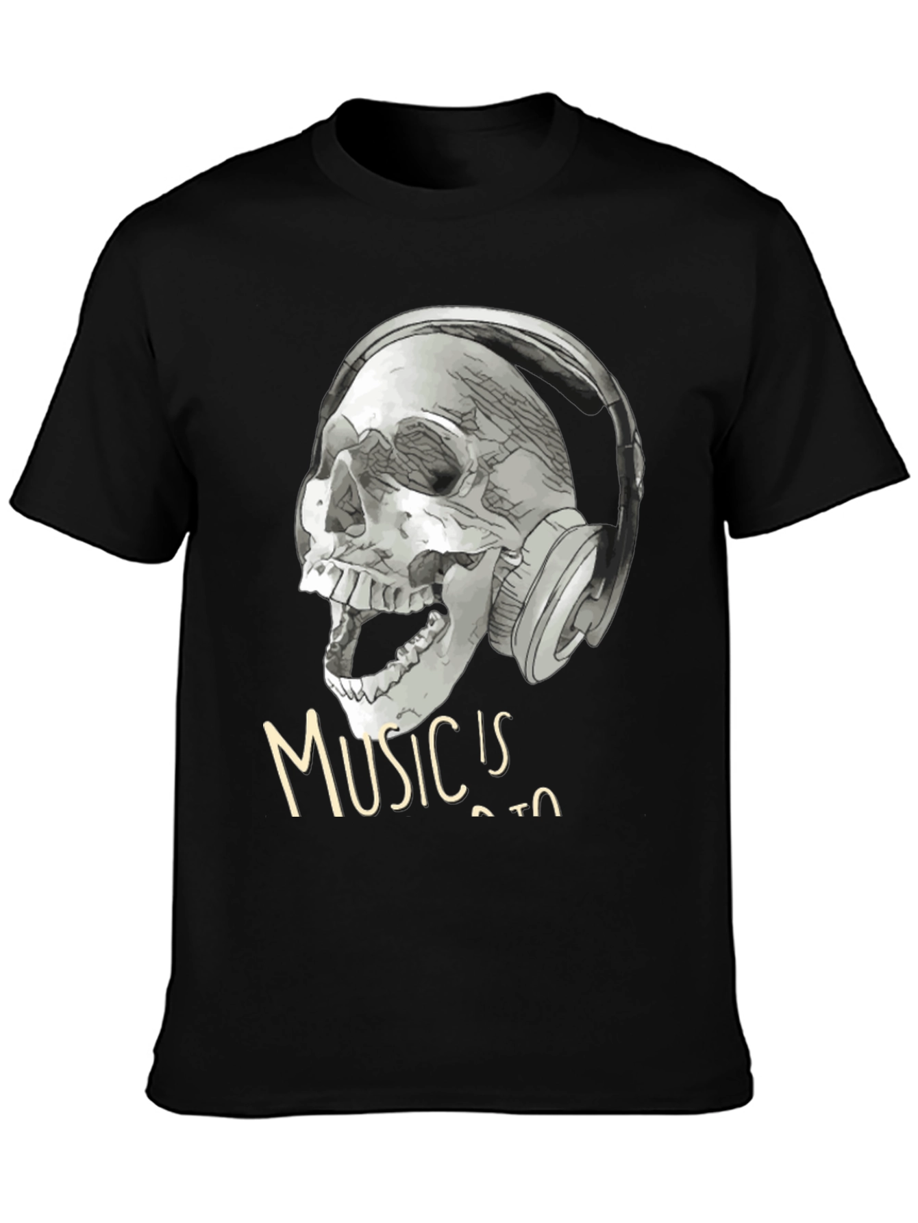 Skull with Headphones T-Shirt - Music is Life Tee