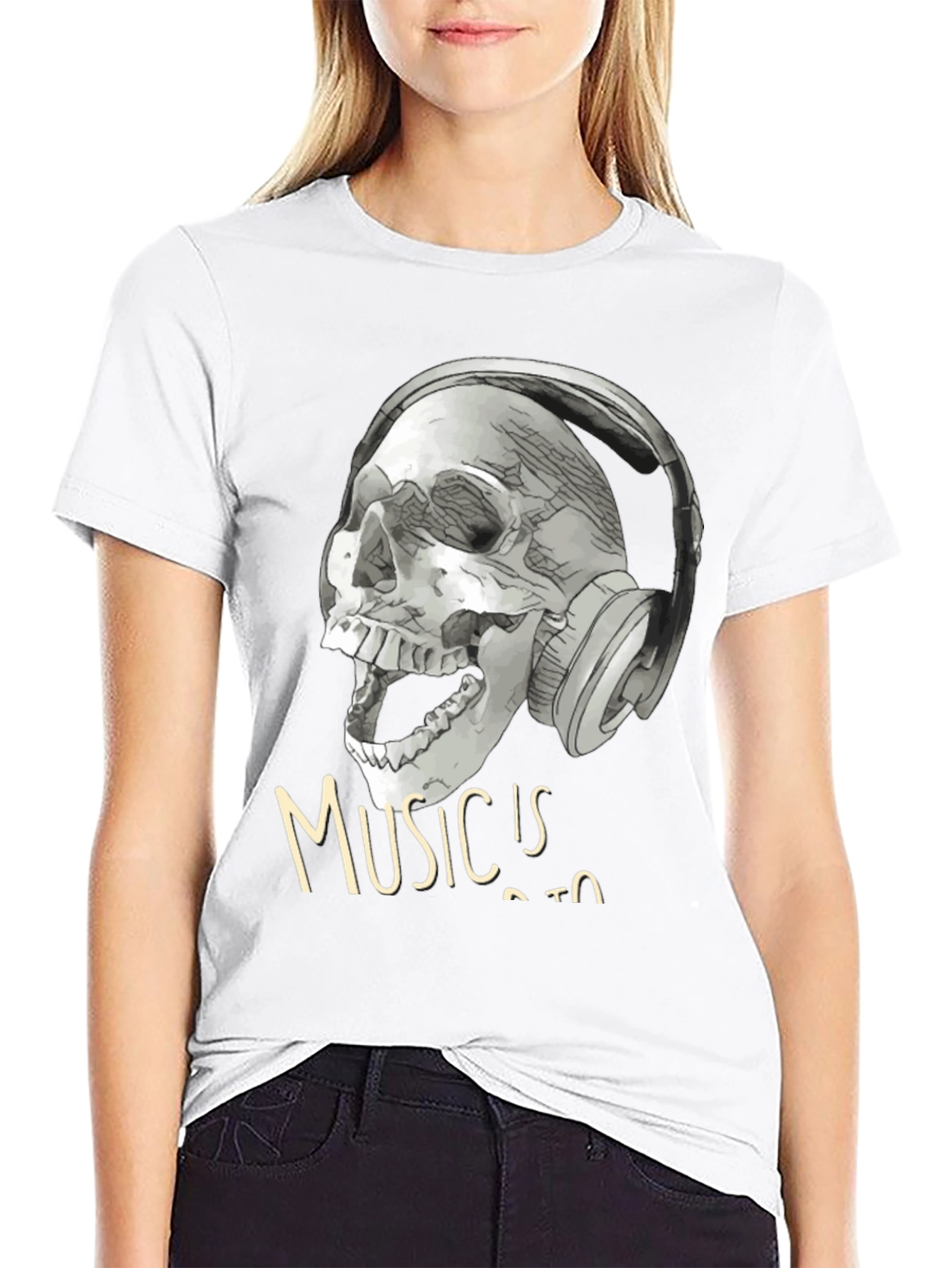 Skull with Headphones T-Shirt - Music is Life Tee