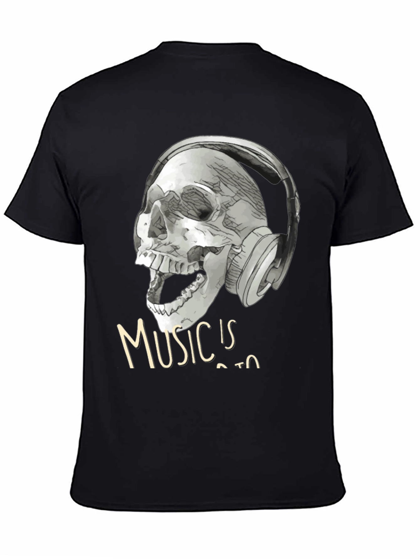 Skull with Headphones T-Shirt - Music is Life Tee