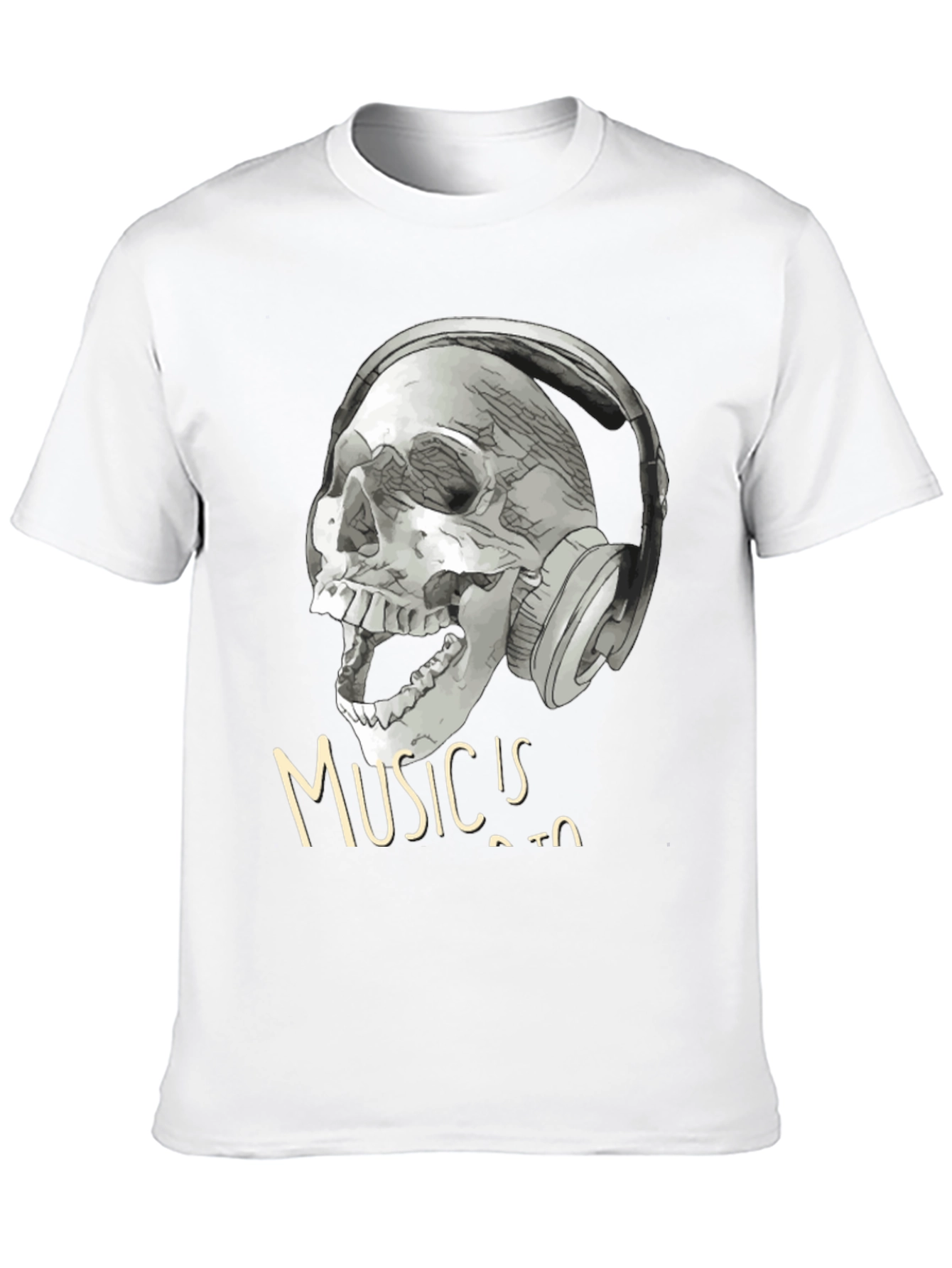 Skull with Headphones T-Shirt - Music is Life Tee