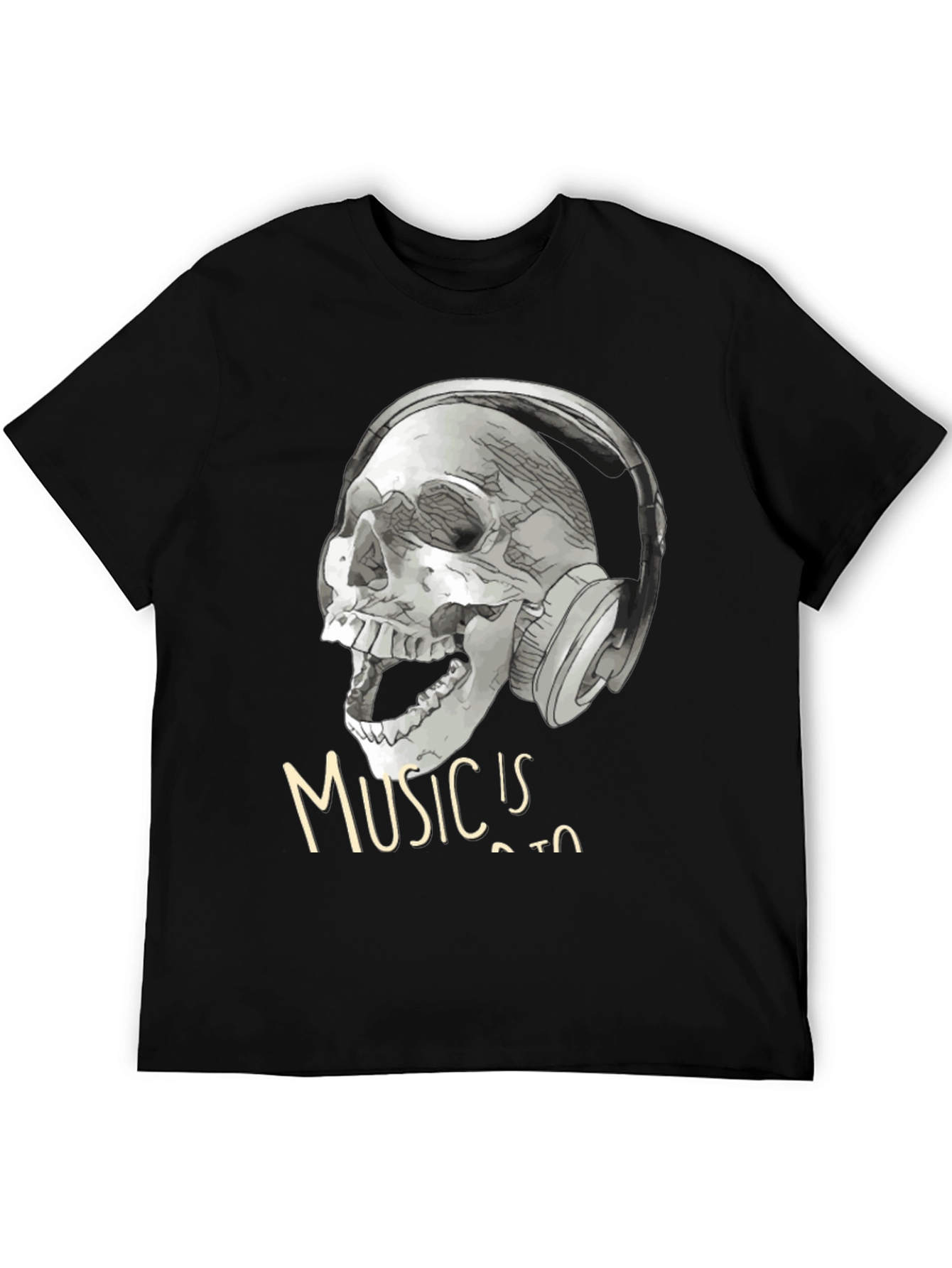 Skull with Headphones T-Shirt - Music is Life Tee