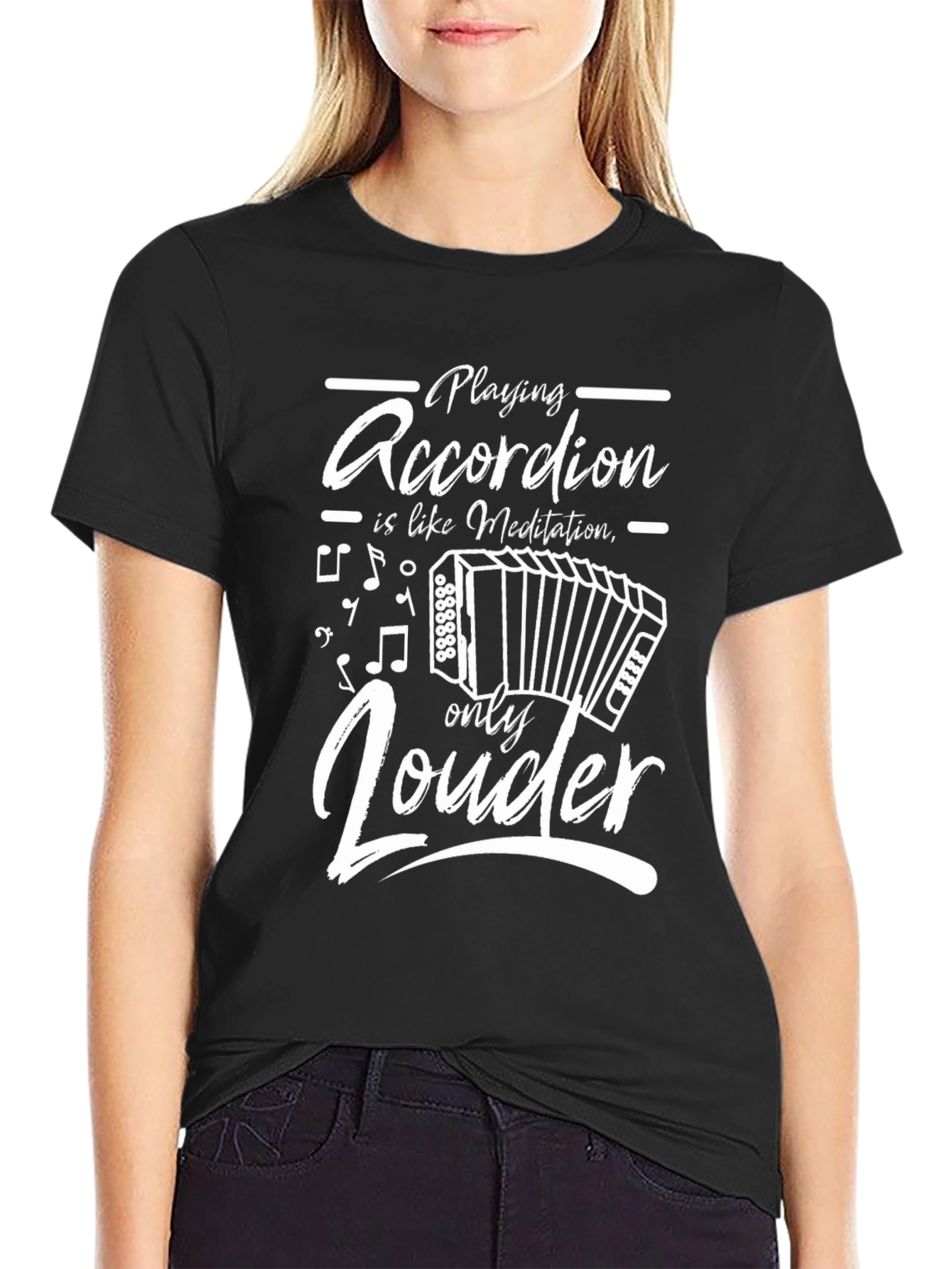 Accordion Player Black T-Shirt