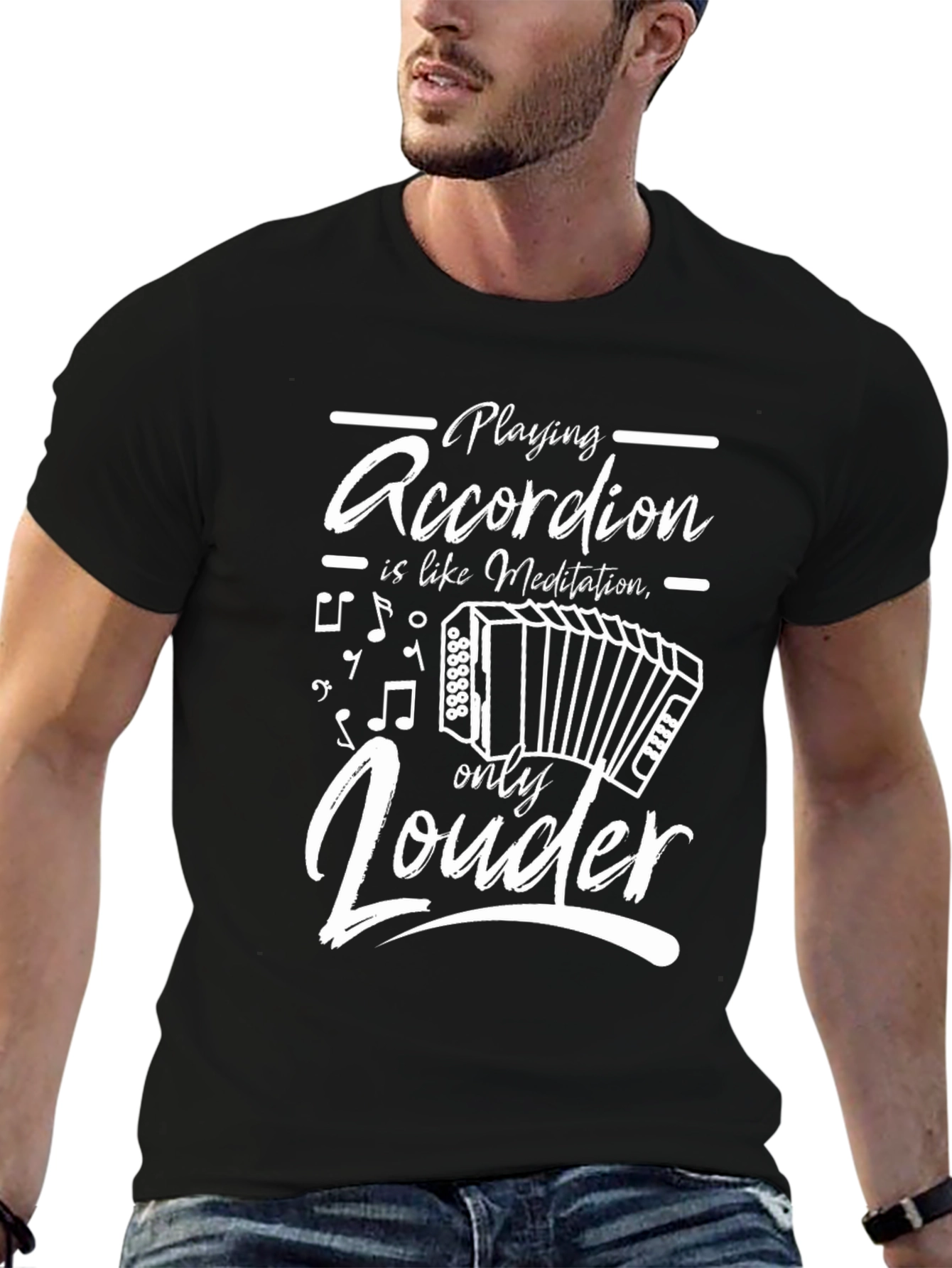Accordion Player Black T-Shirt