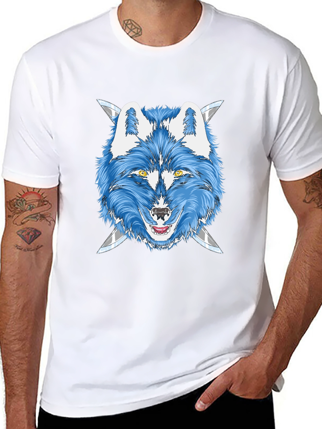 Blue Wolf Graphic Tee - Cool Animal T-Shirt