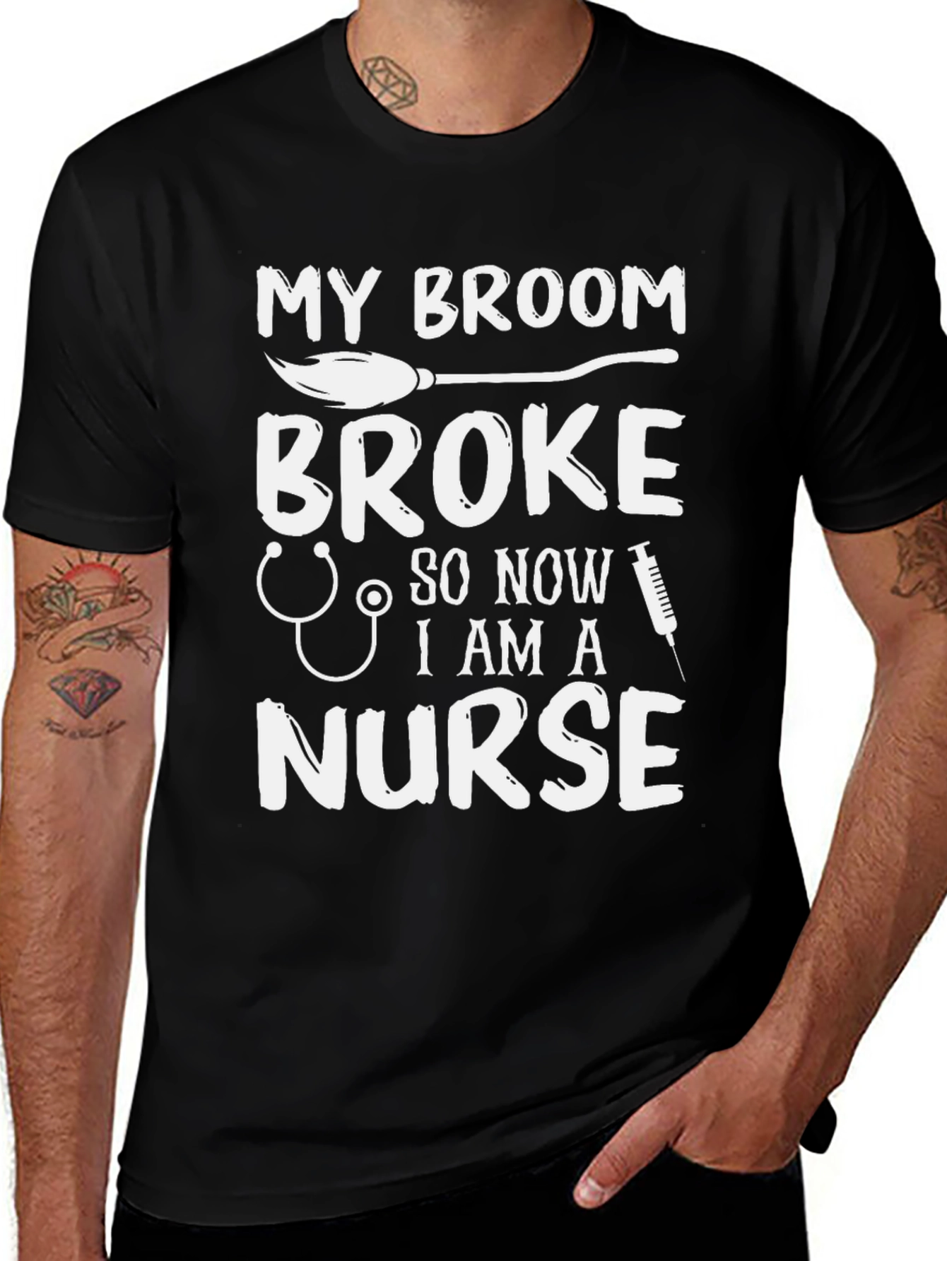 My Broom Broke Now Im A Nurse Funny T-Shirt