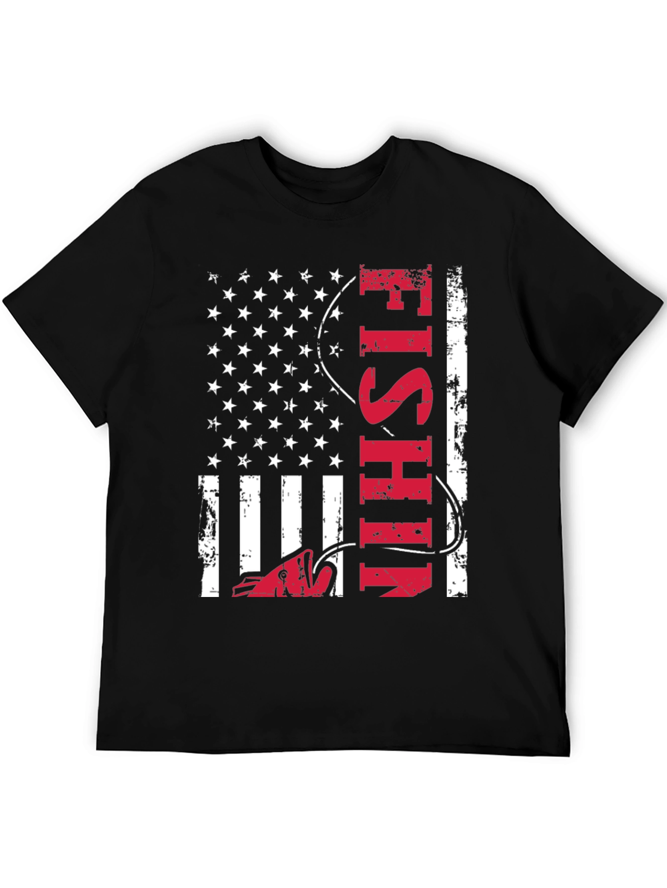 Fishing USA Flag Graphic Tee - Patriotic Angler Shirt