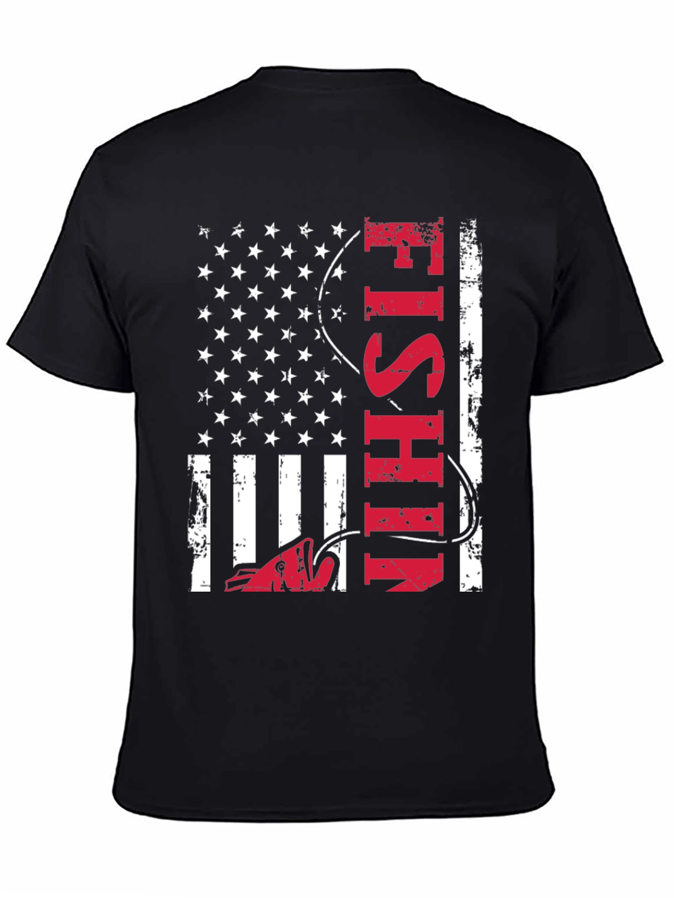 Fishing USA Flag Graphic Tee - Patriotic Angler Shirt