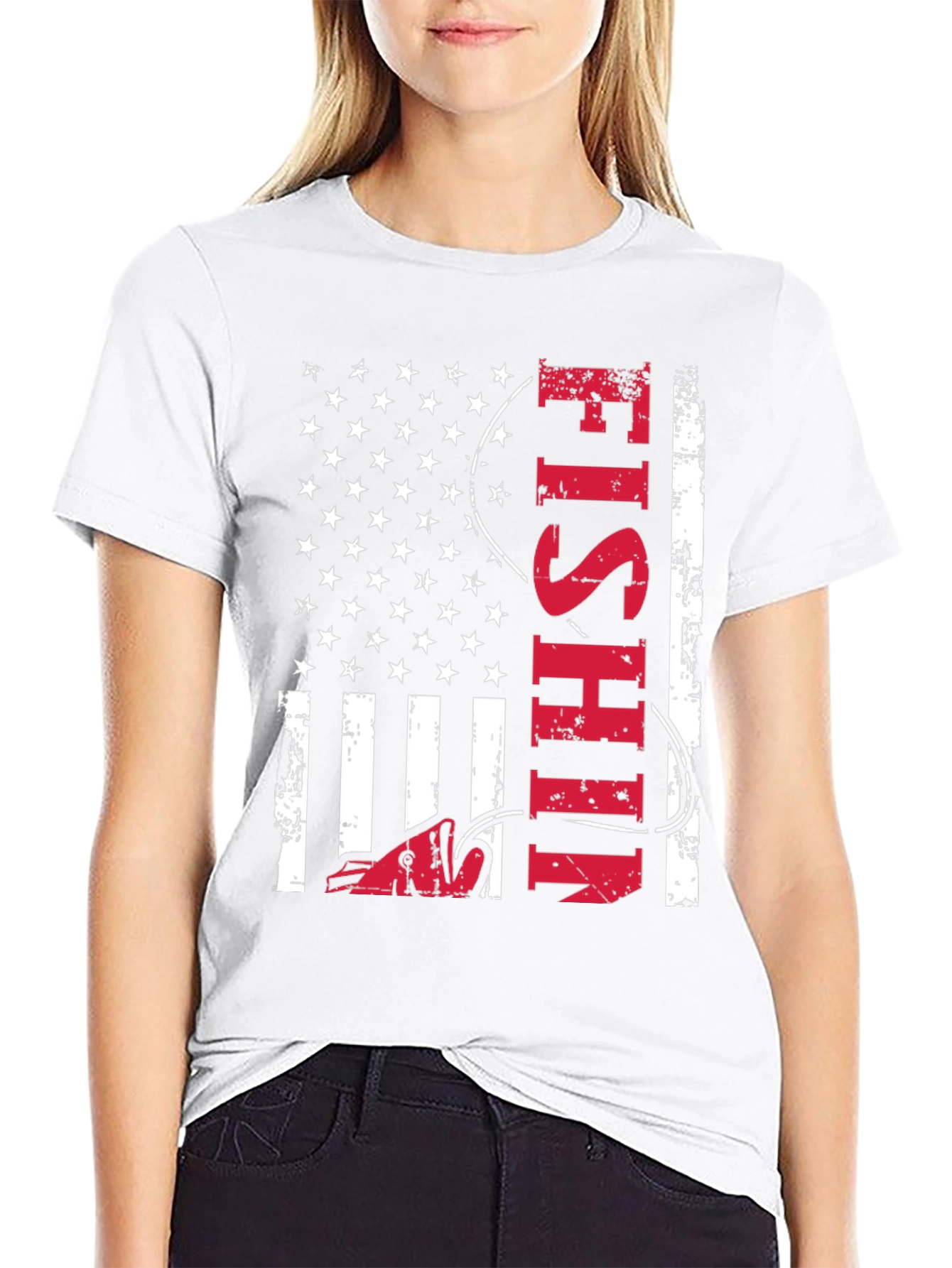 Fishing USA Flag Graphic Tee - Patriotic Angler Shirt