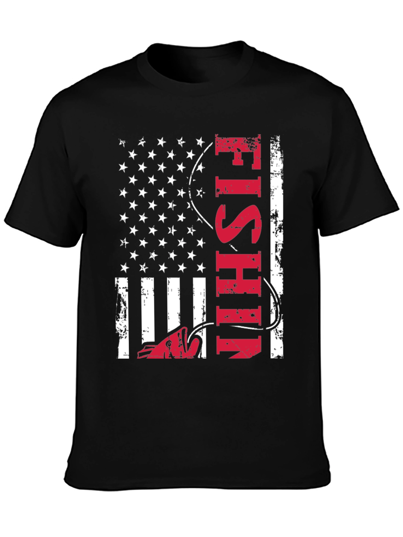 Fishing USA Flag Graphic Tee - Patriotic Angler Shirt