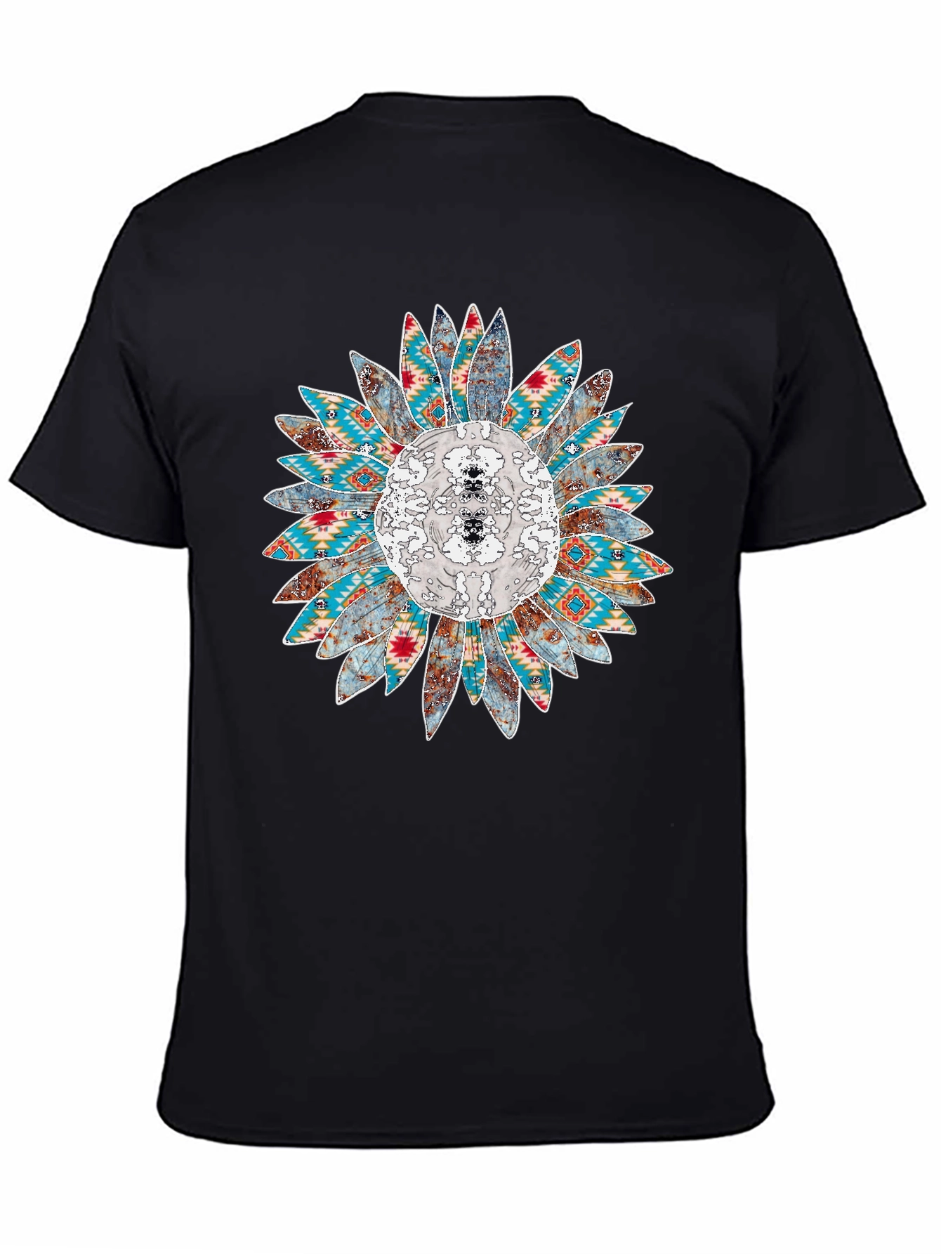 Sunflower Aztec Print Black T-Shirt
