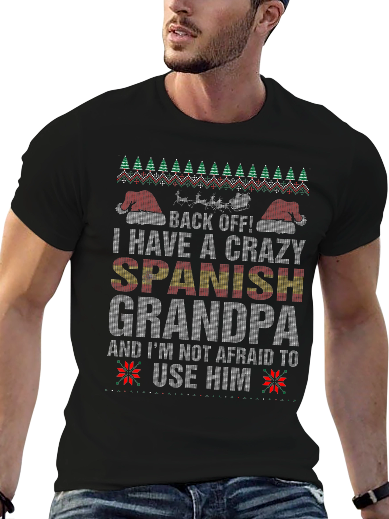 Crazy Spanish Grandpa Ugly Christmas Sweater T-Shirt