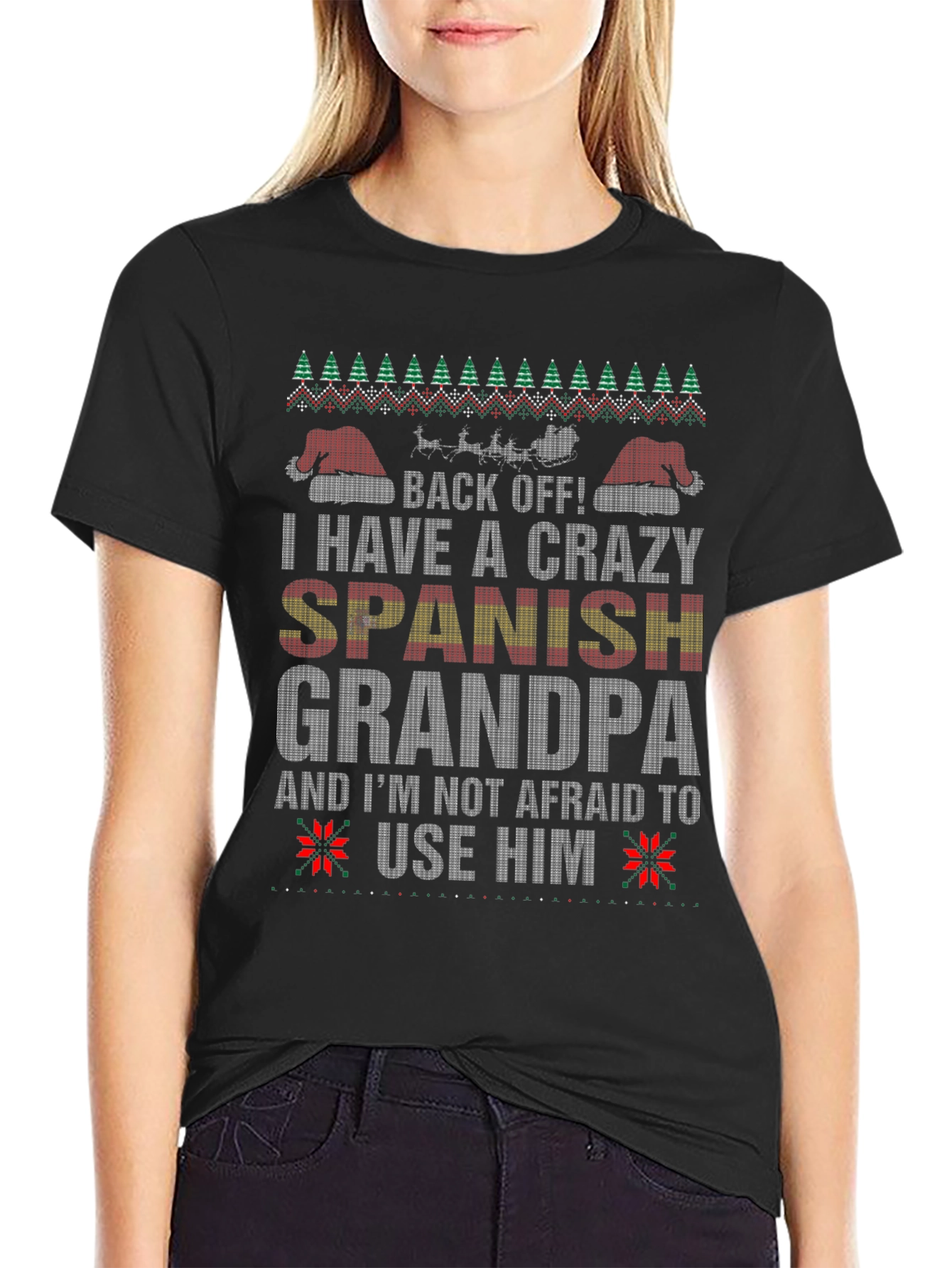 Crazy Spanish Grandpa Ugly Christmas Sweater T-Shirt