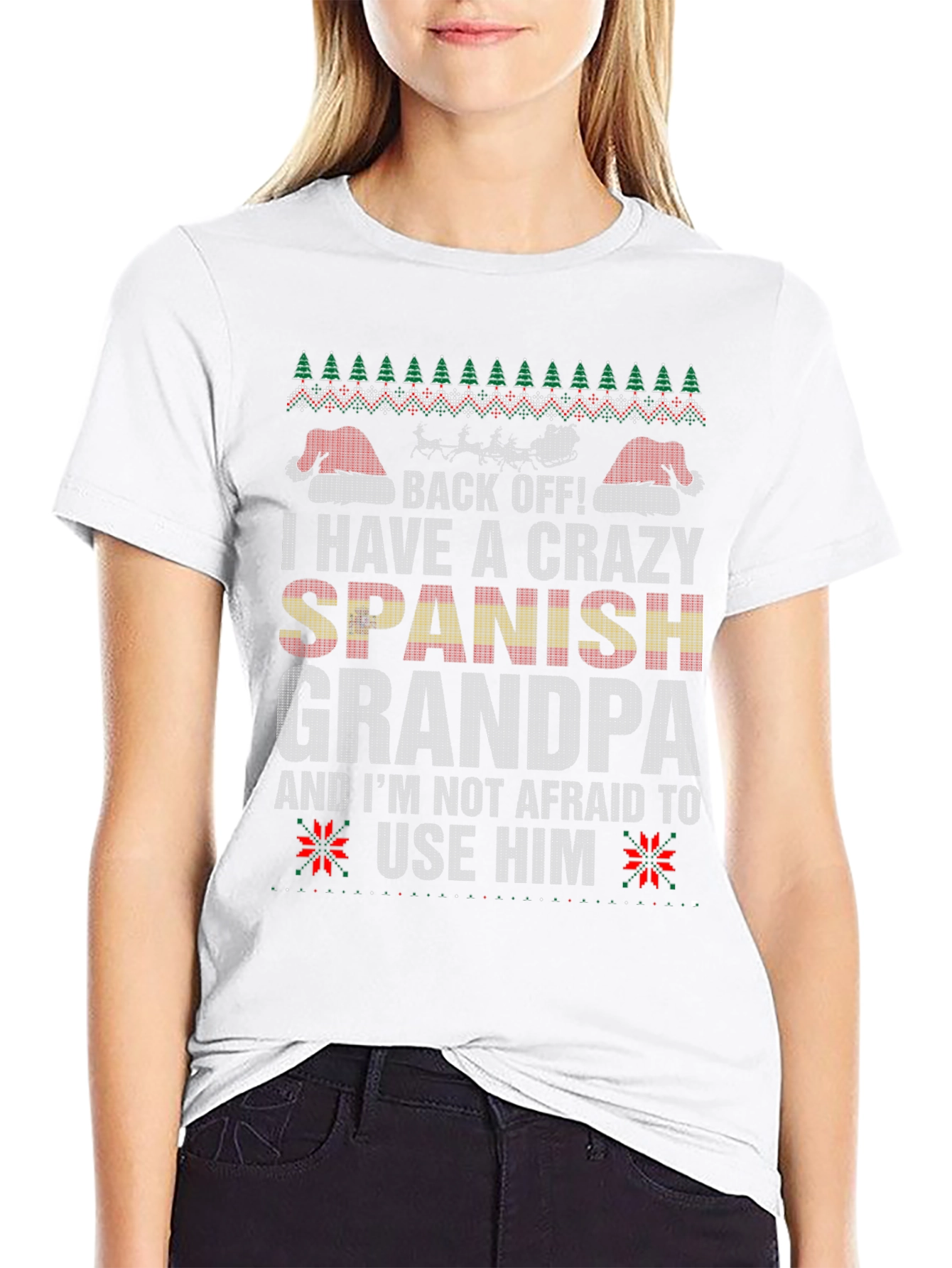 Crazy Spanish Grandpa Ugly Christmas Sweater T-Shirt
