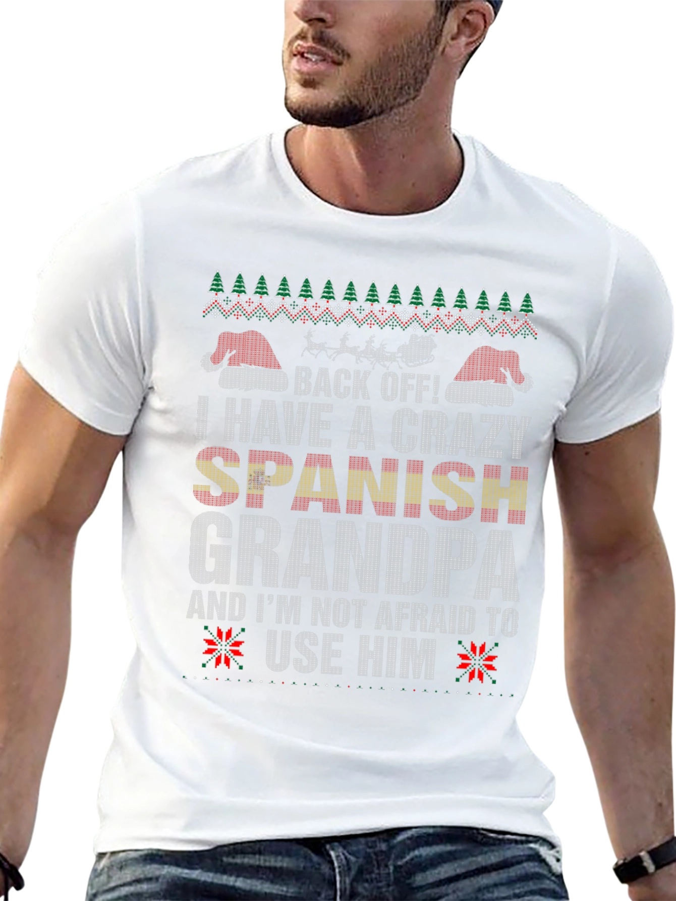 Crazy Spanish Grandpa Ugly Christmas Sweater T-Shirt