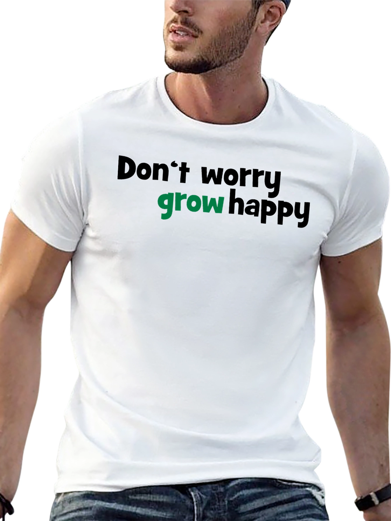 Grow Happy T-Shirt - Black Cotton Tee