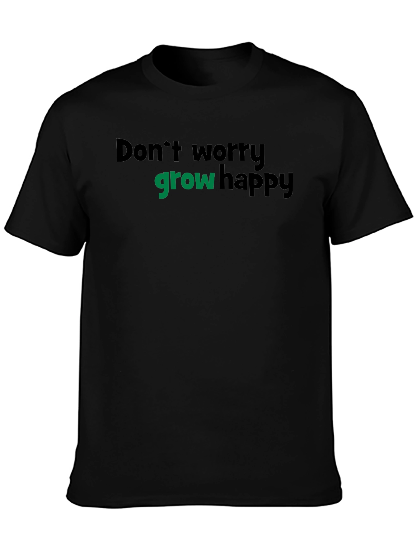 Grow Happy T-Shirt - Black Cotton Tee