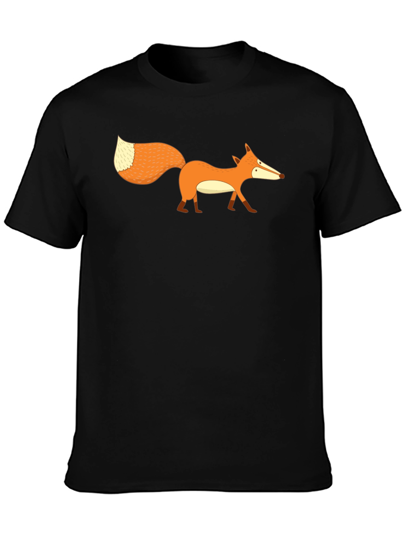 Cartoon Fox Graphic Print Mens Black T-Shirt