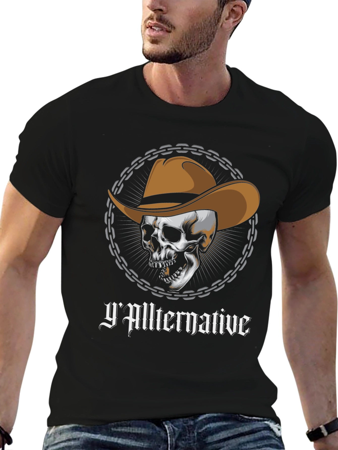 Yallternative Cowboy Skull Graphic T-Shirt