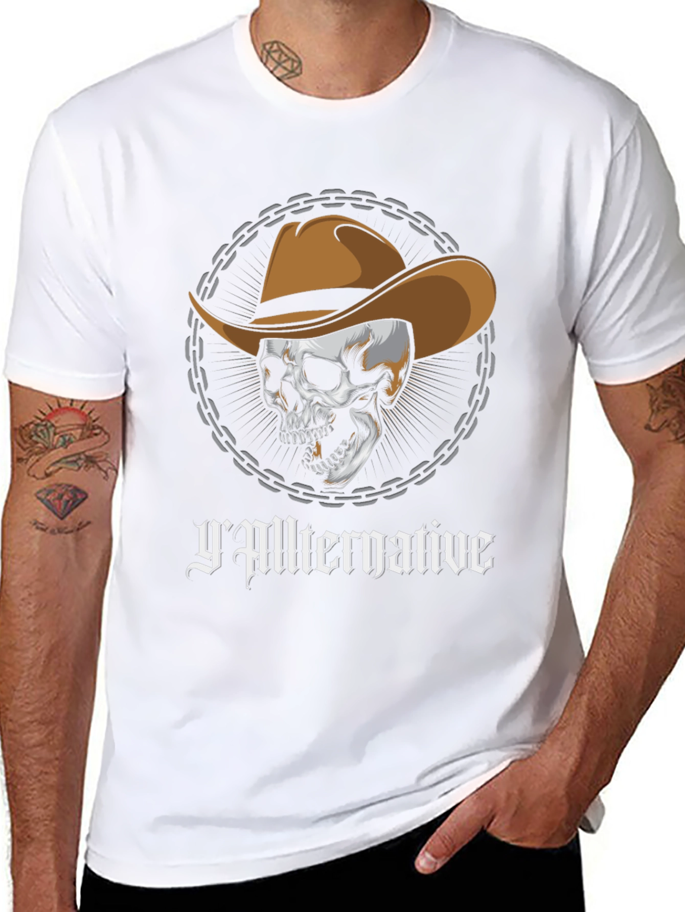 Yallternative Cowboy Skull Graphic T-Shirt